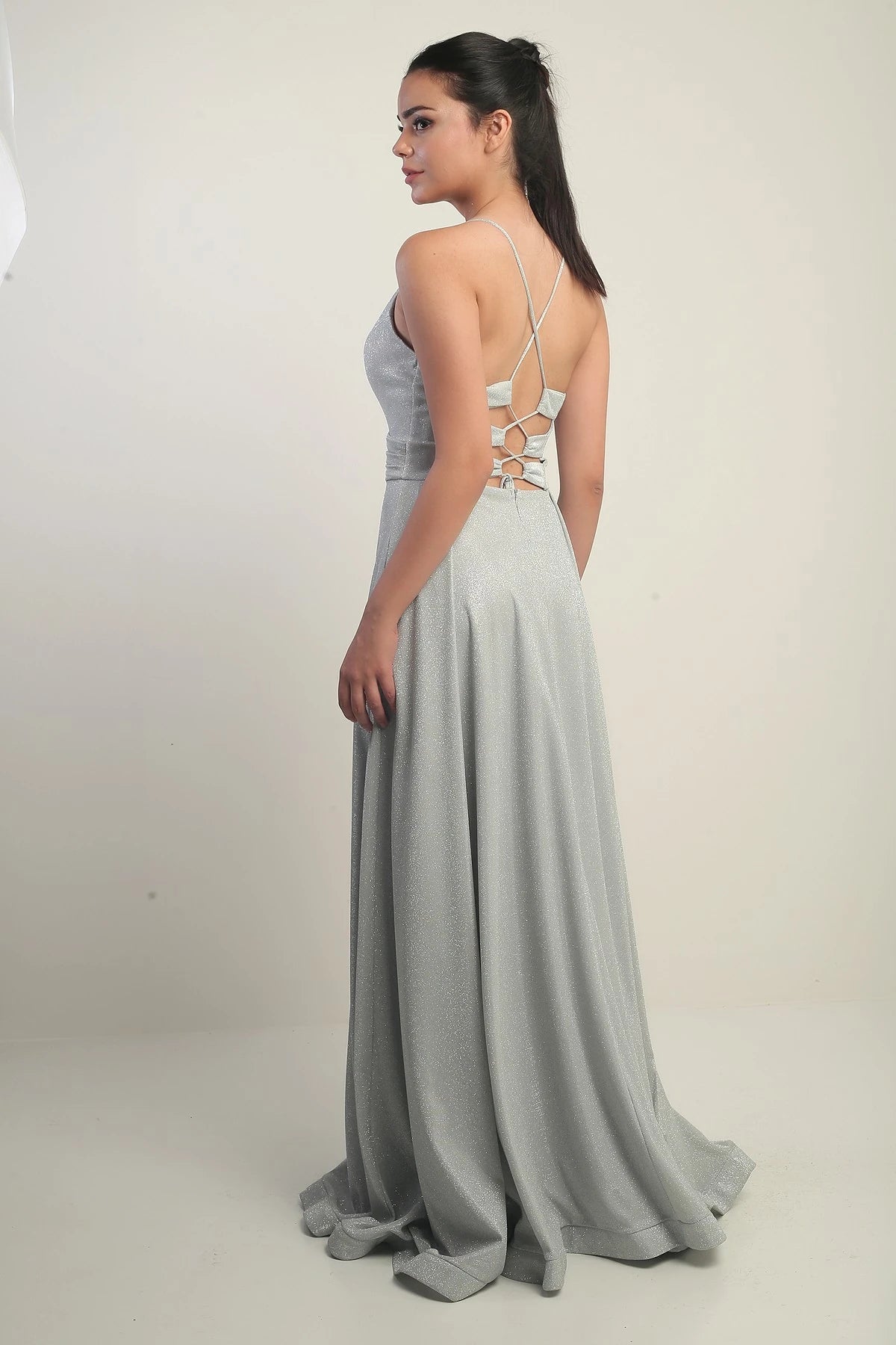 Image of Strappy, Lined, Glittery Long Evening Dress