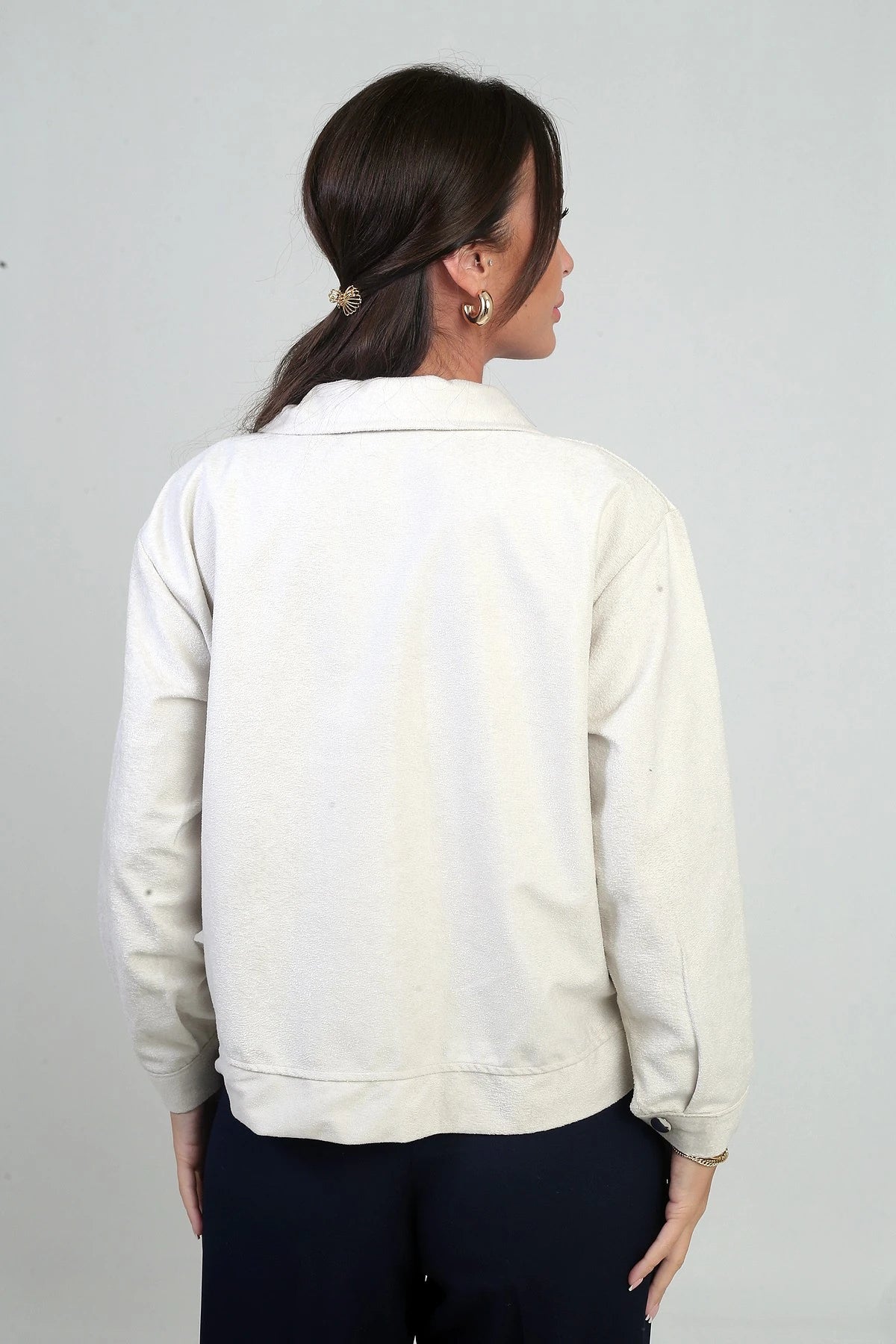 Image of Women's Suede Jacket with Patch Pockets and Zip Front