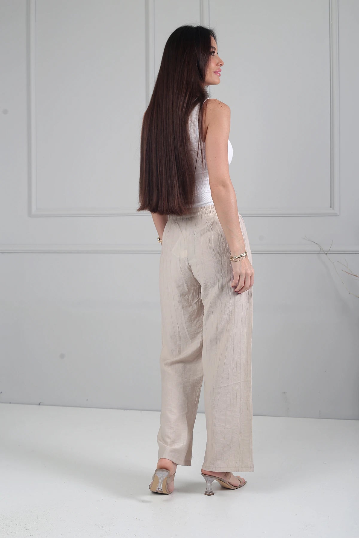 Image of Women's Elastic Waist Wide Leg Strawberry Patterned Pants with Pockets