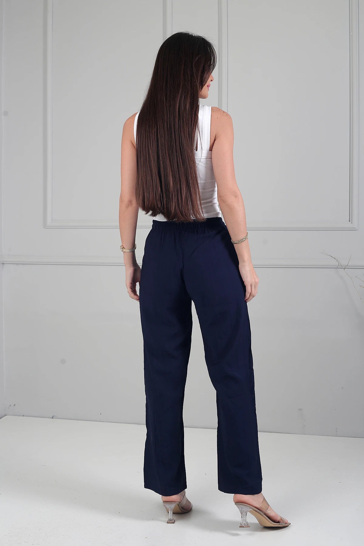Image of Women's Elastic Waist Wide Leg Strawberry Patterned Pants with Pockets