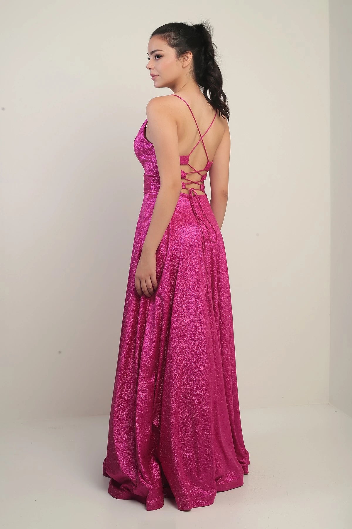 Image of Strappy, Lined, Glittery Long Evening Dress