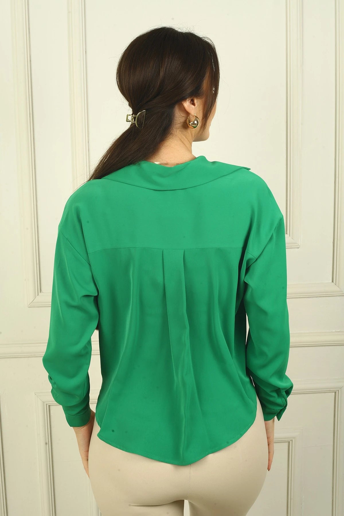 Image of Front Knotted Micro Satin Shirt