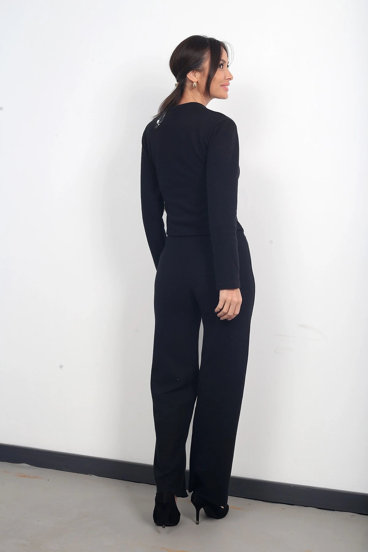 Image of Women's Button-Front Jacket, Chimeli Palazzo Trousers, Thessaloniki Style Two-Piece Set