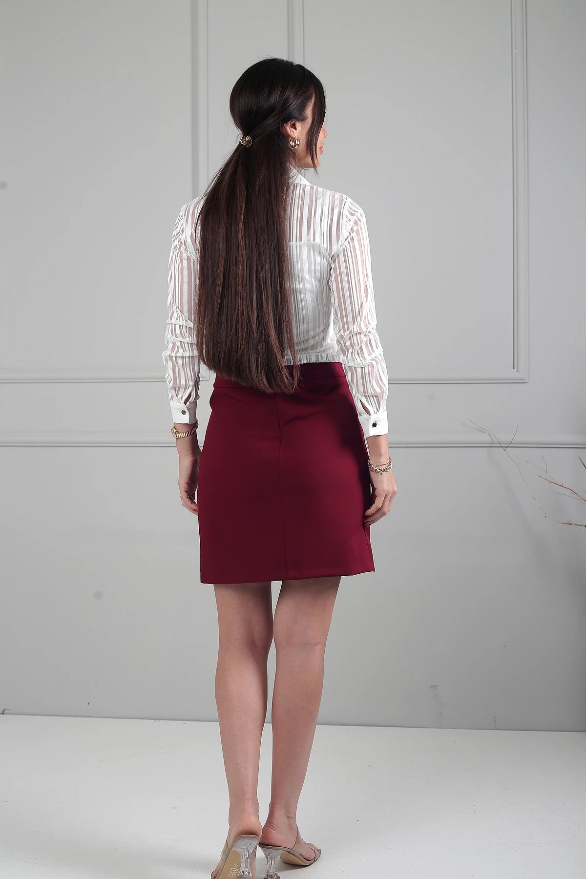 Image of Fustă scurtă plisată pentru femei, tip corset