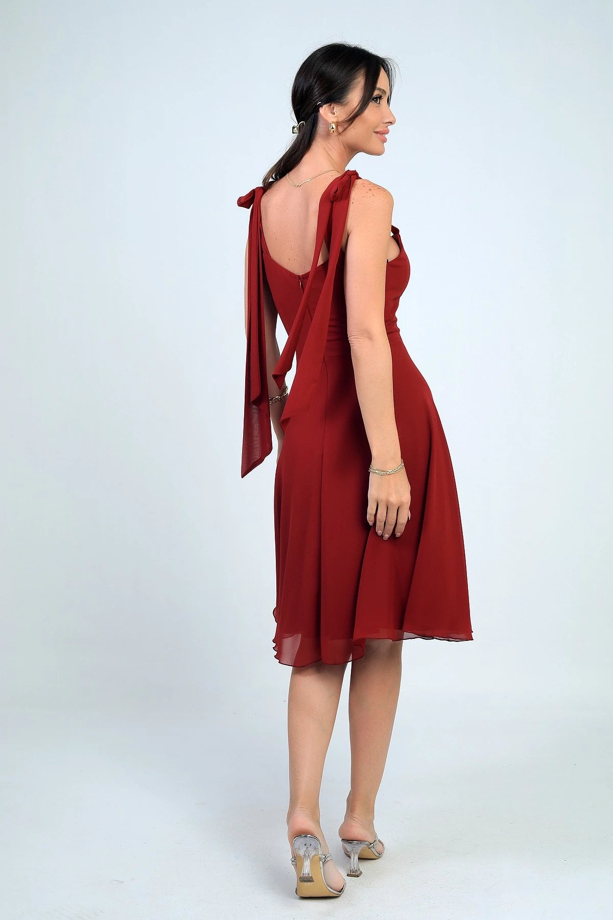 Image of Women's Short Dress with Shoulder Straps and Lining