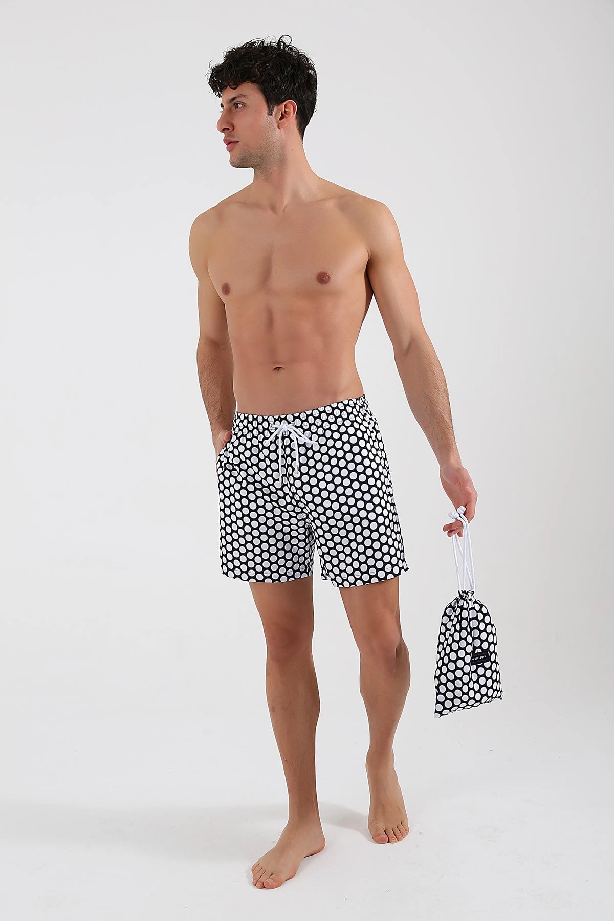 Image of Black Round Swim Shorts