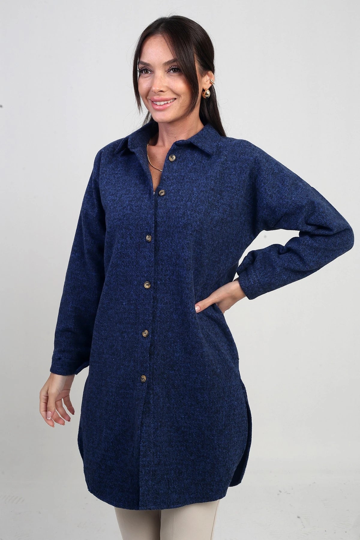 Image of Women's Side Slit Speckled Tunic Shirt