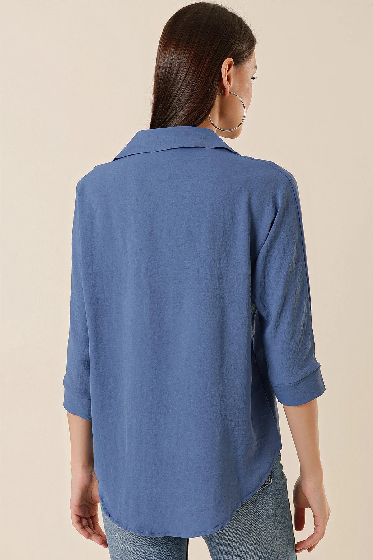 Image of Polo Neck Three Quarter Sleeve Ayrobin Blouse