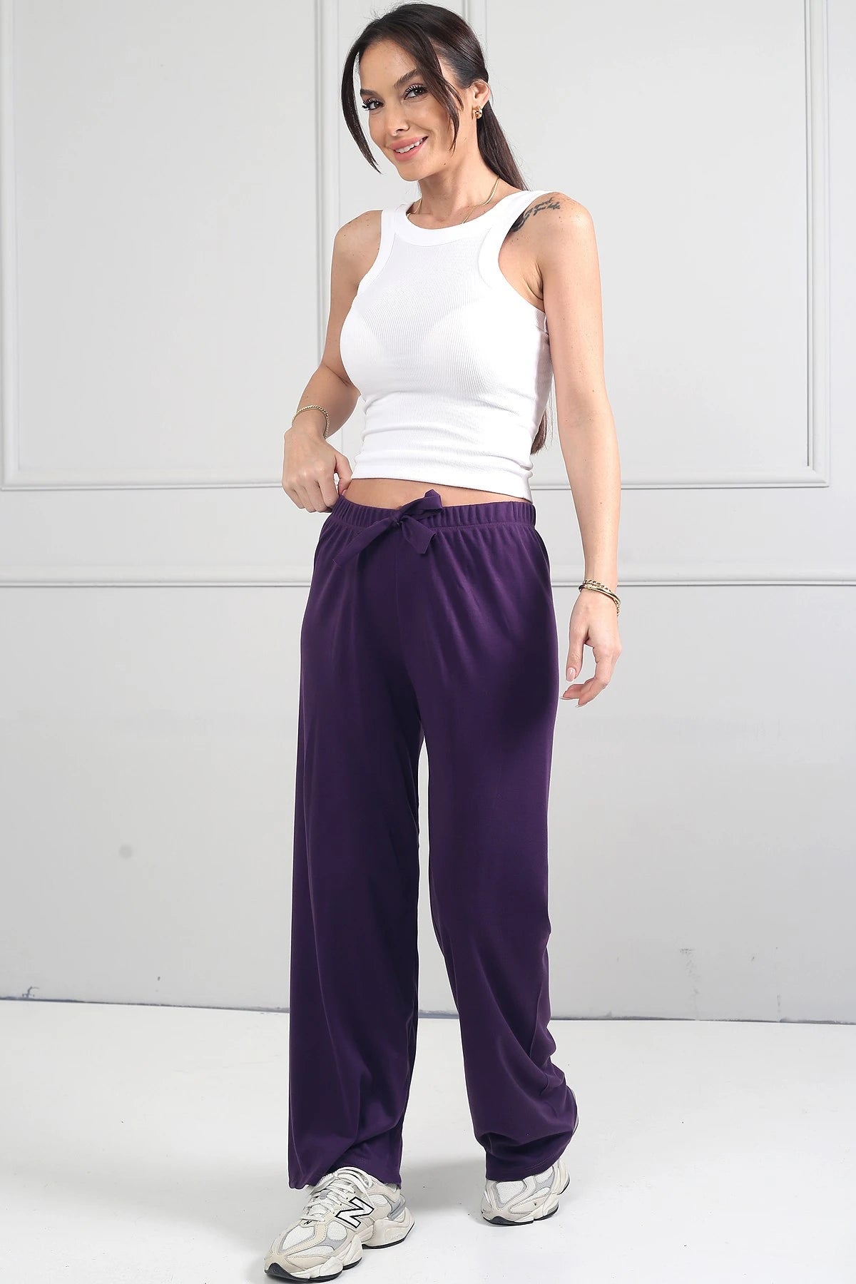 Image of Women's Elastic Waist Palazzo Pants