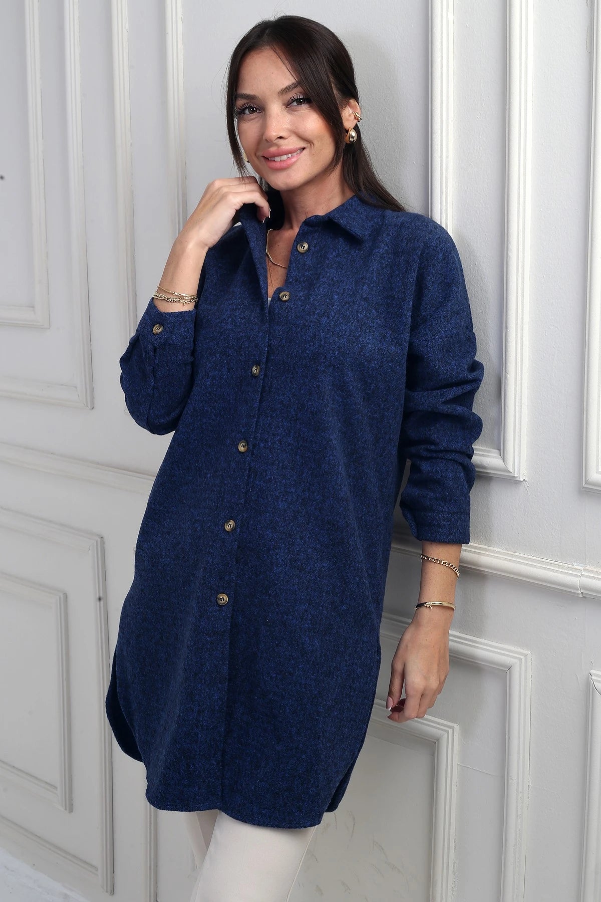 Image of Women's Side Slit Speckled Tunic Shirt