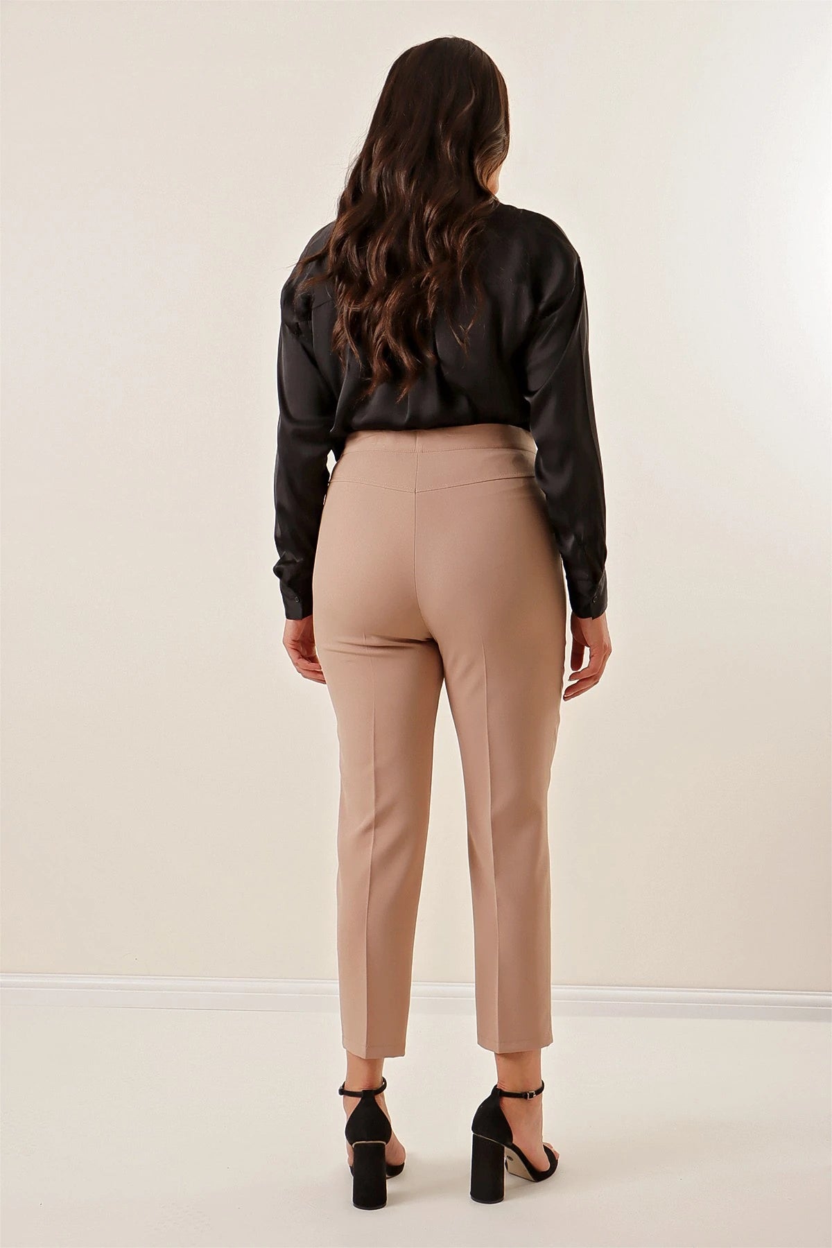 Image of Elastic Waist, Pockets, Lycra Plus Size Trousers