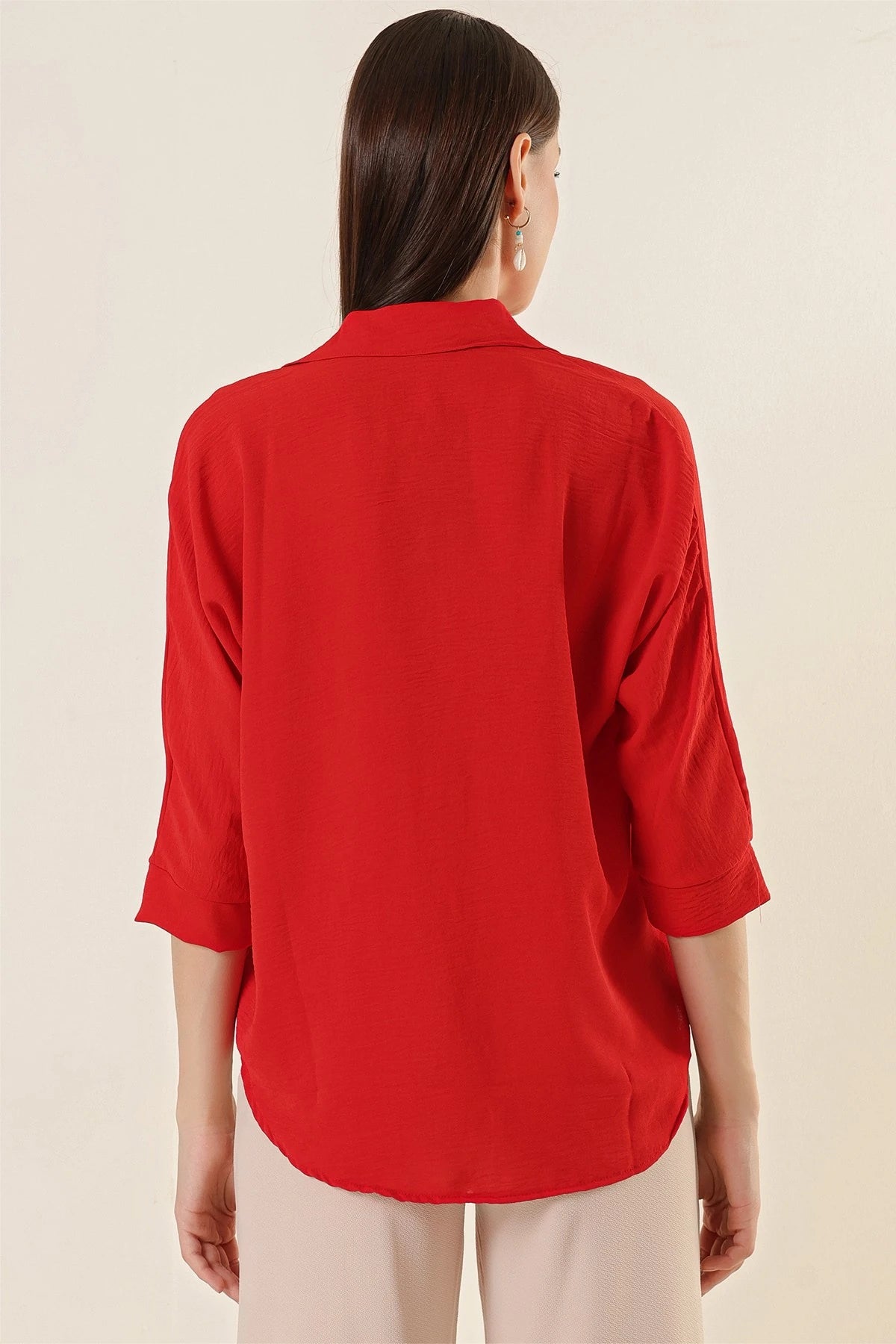 Image of Polo Neck Three Quarter Sleeve Ayrobin Blouse