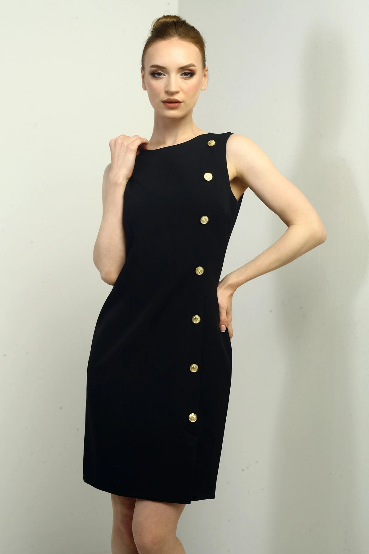 Image of Women's Self-Interfacing Side-Button Short Dress