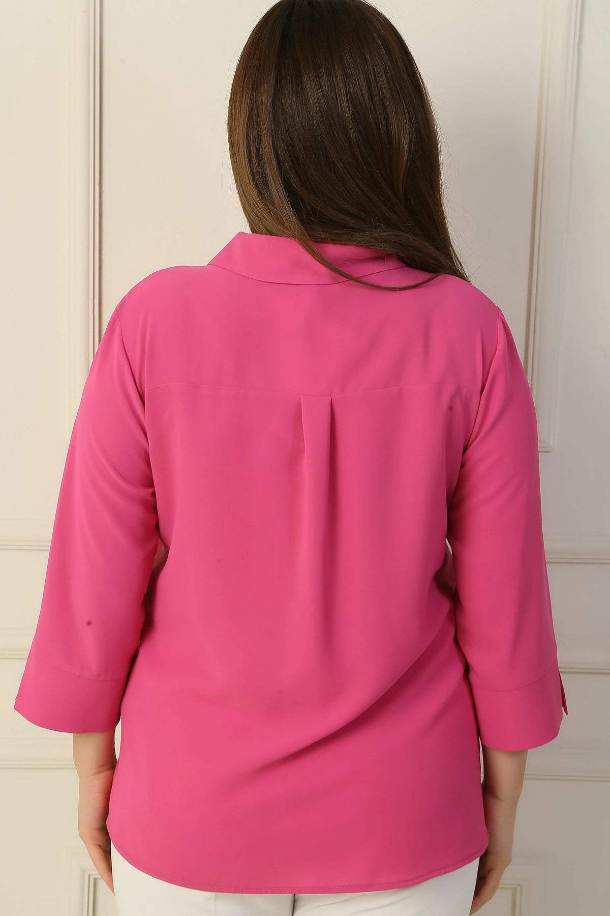 Image of Polo Collar Pocketed Quarter Sleeve BB Blouse