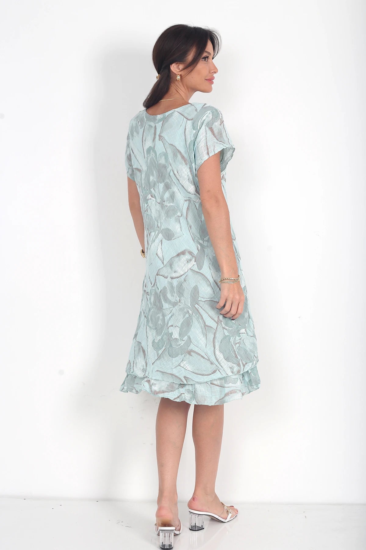 Image of Kadın İtalyan Cotton Çiçek Desenli Astarlı Kısa Elbise