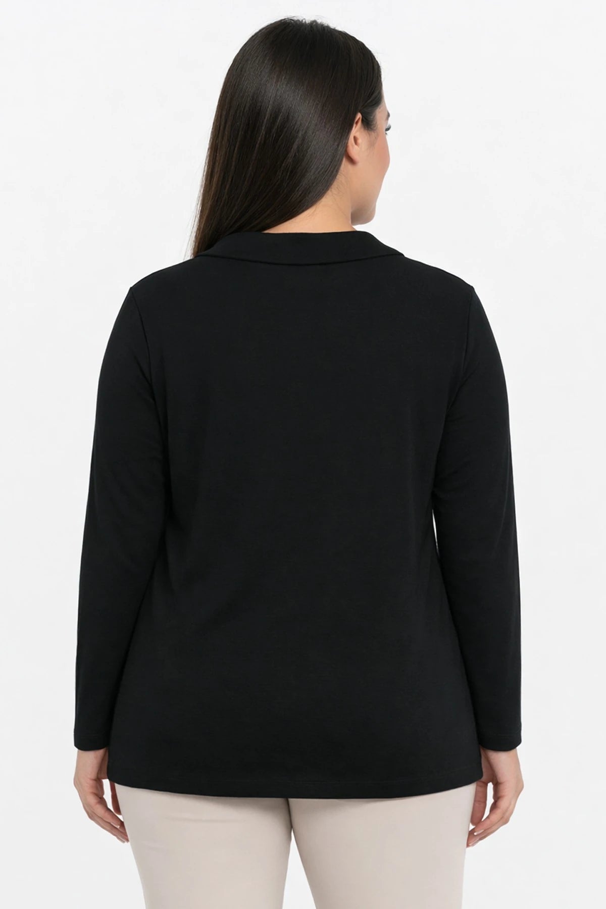 Image of Women's Plus Size Lycra Blouse with Gold Button Collar