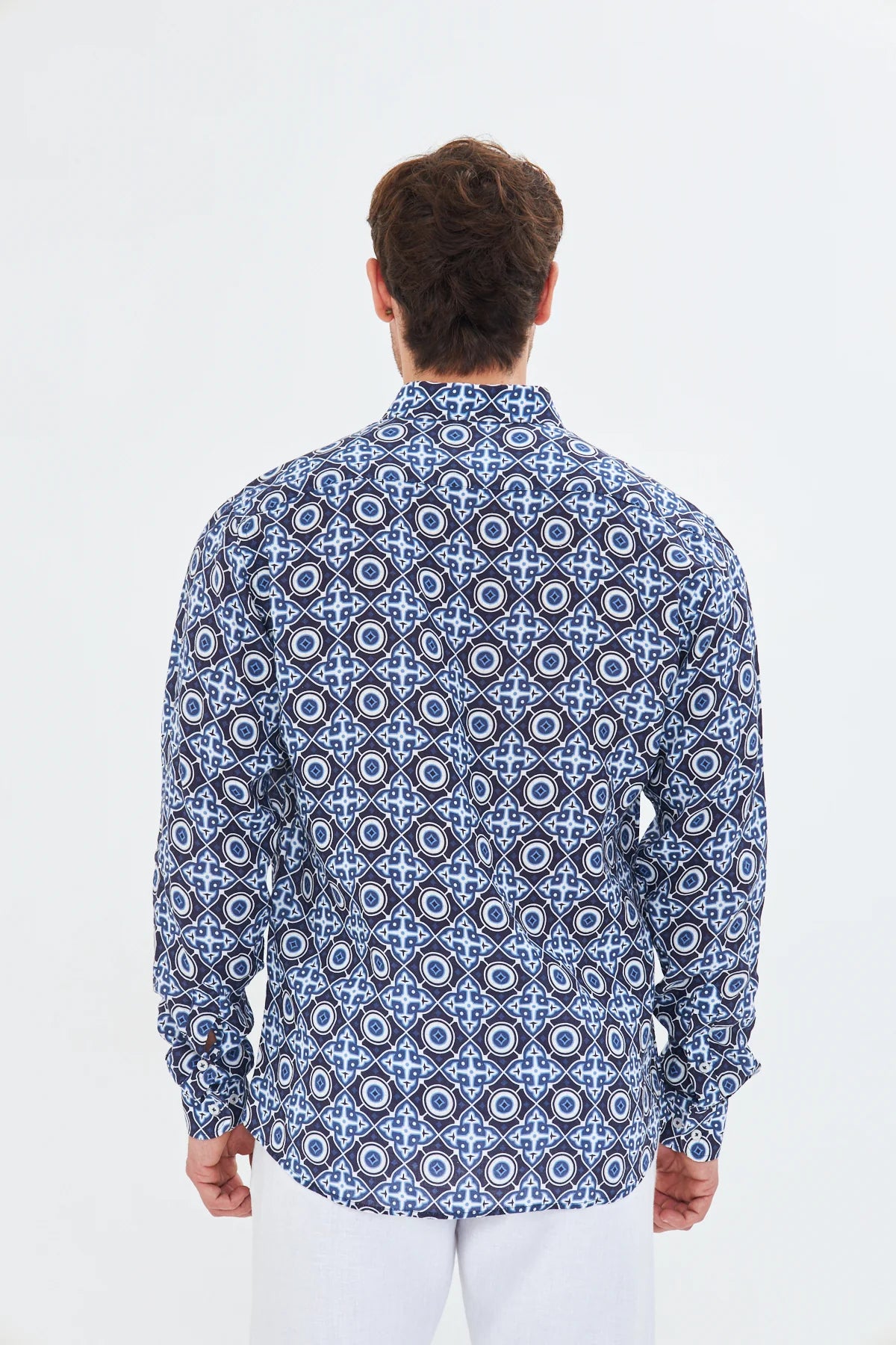 Image of Ethnic Pattern Men's Linen Shirt