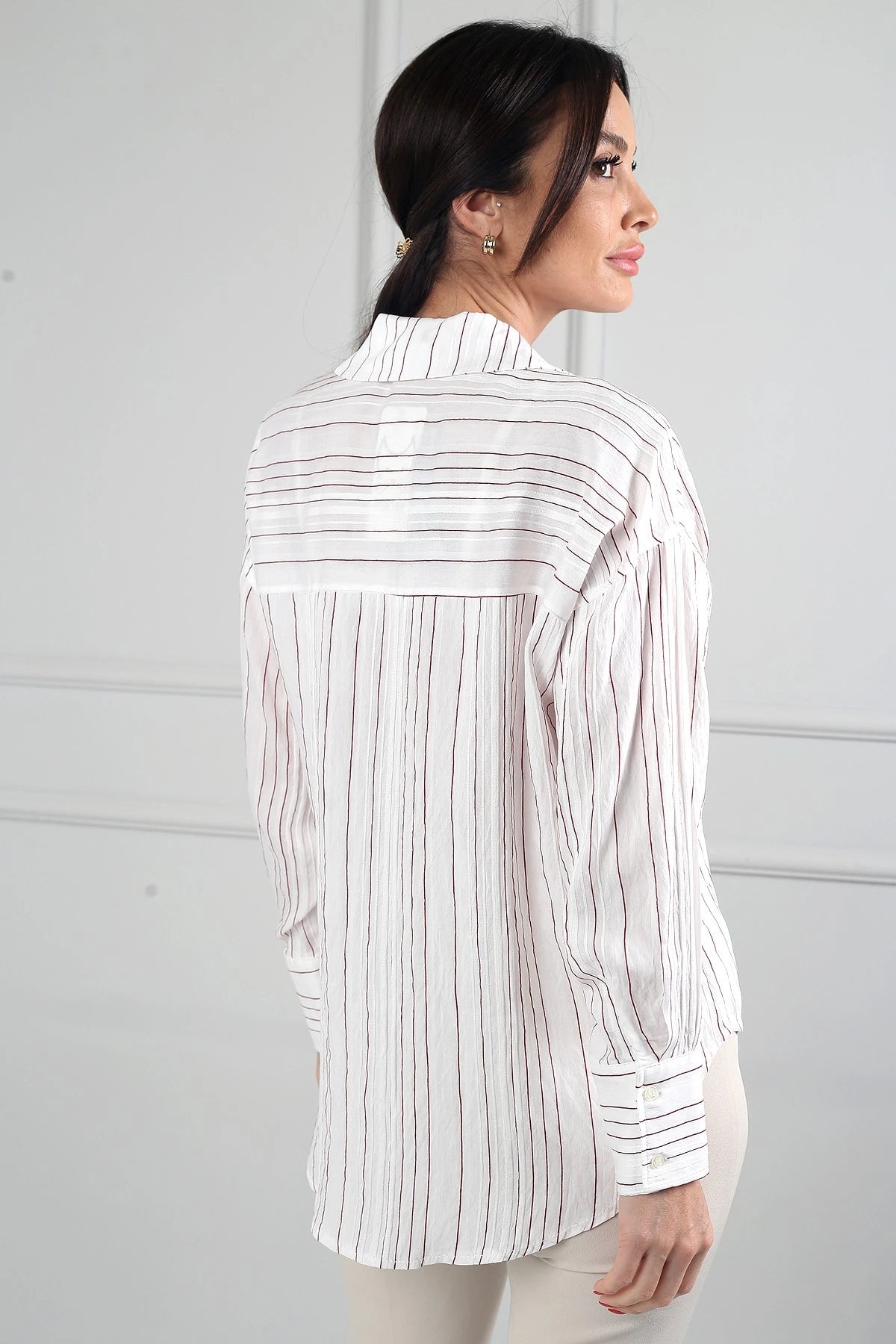 Image of Women's Crash Cotton Single Pocket Striped Shirt