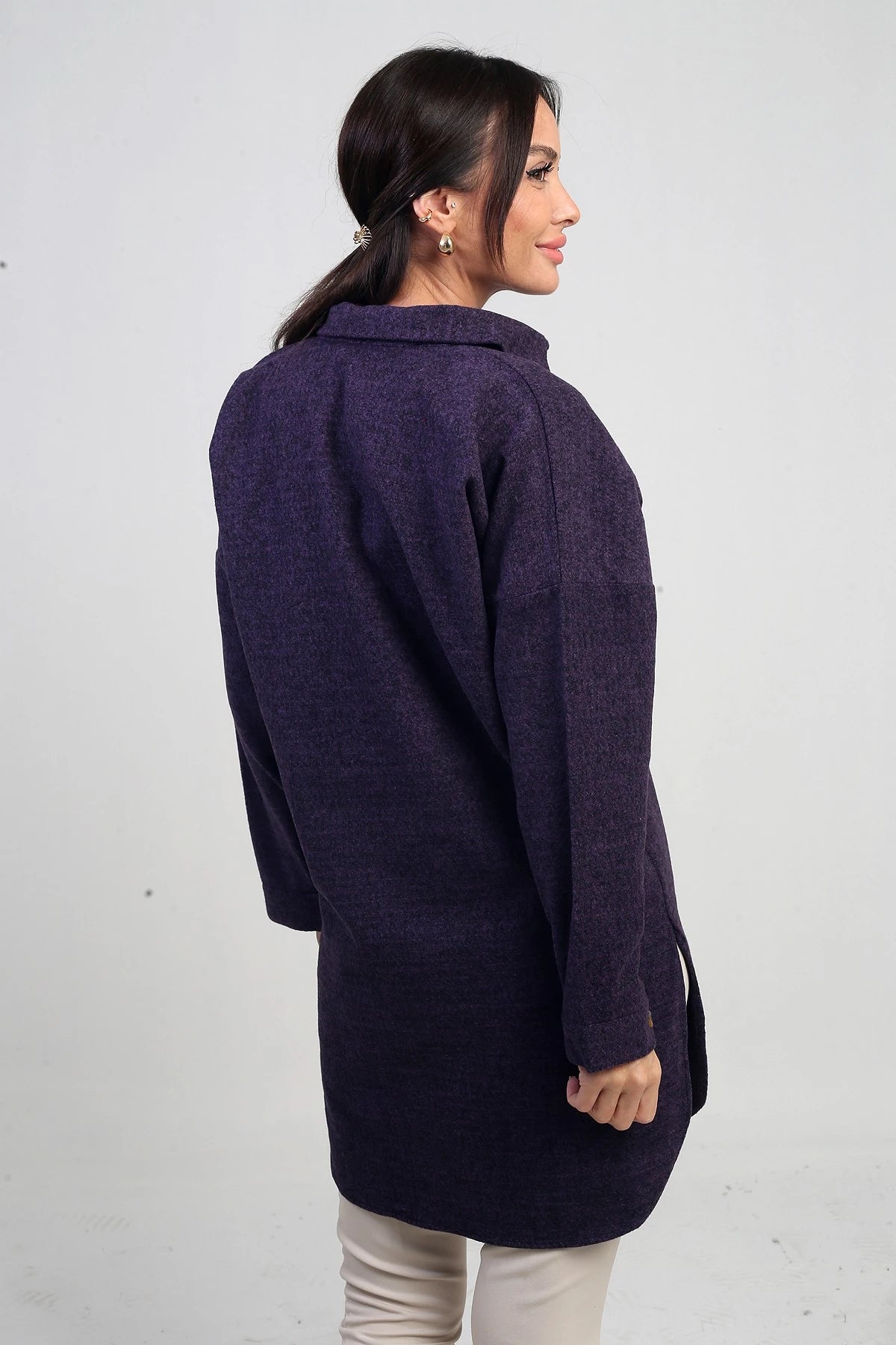Image of Women's Side Slit Speckled Tunic Shirt