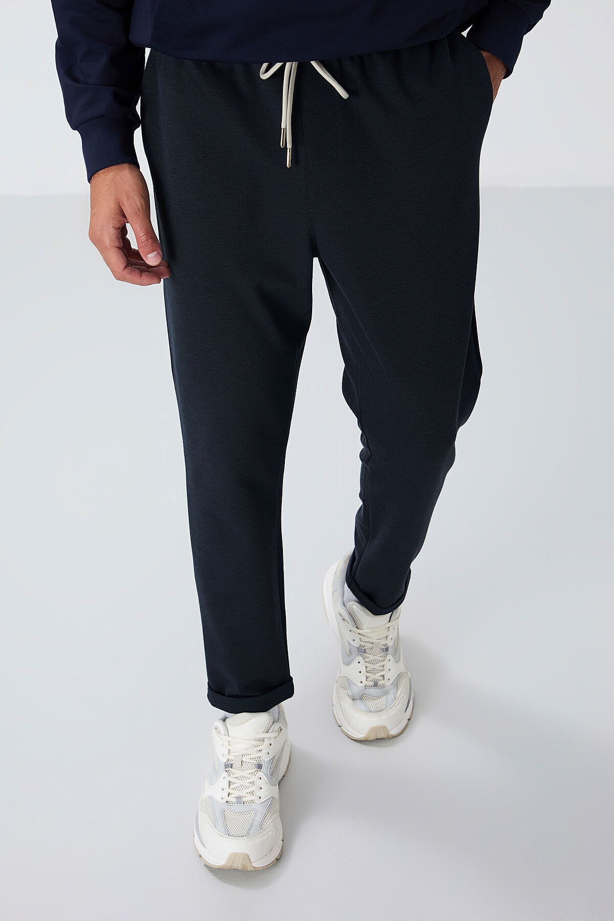 Image of İndigo Yüzeyi Dokulu Standart Fit Erkek Eşofman Alt - 82154