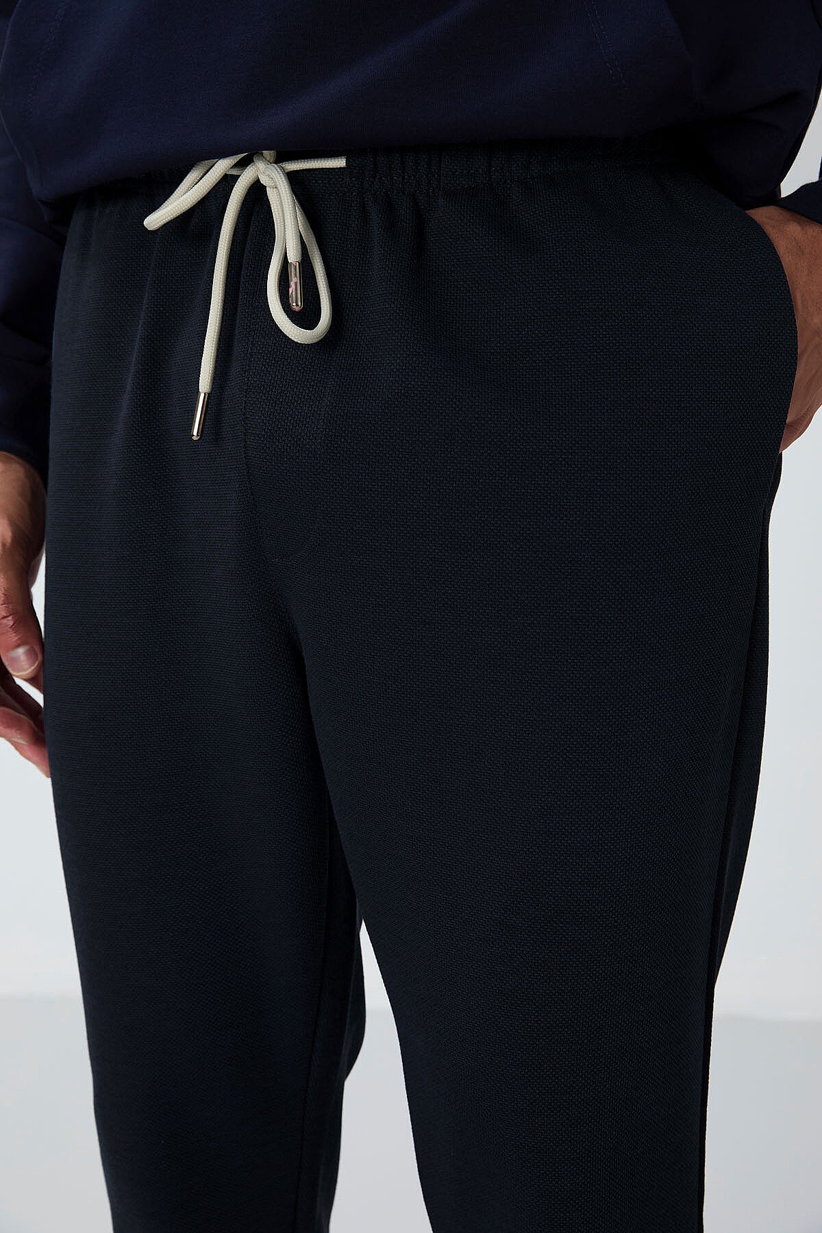 Image of Indigo Textured Standard Fit Men's Sweatpants - 82155