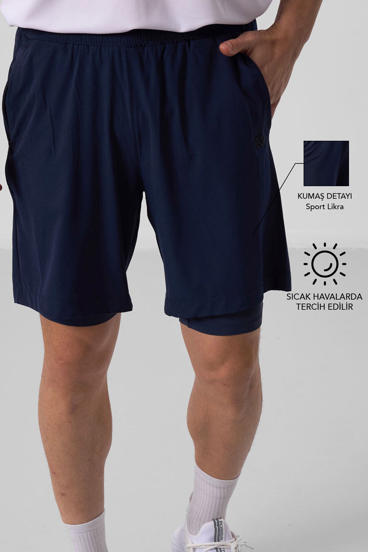 Image of İndigo İnce Yumuşak Standart Fit Erkek Taytlı Şort - 81287