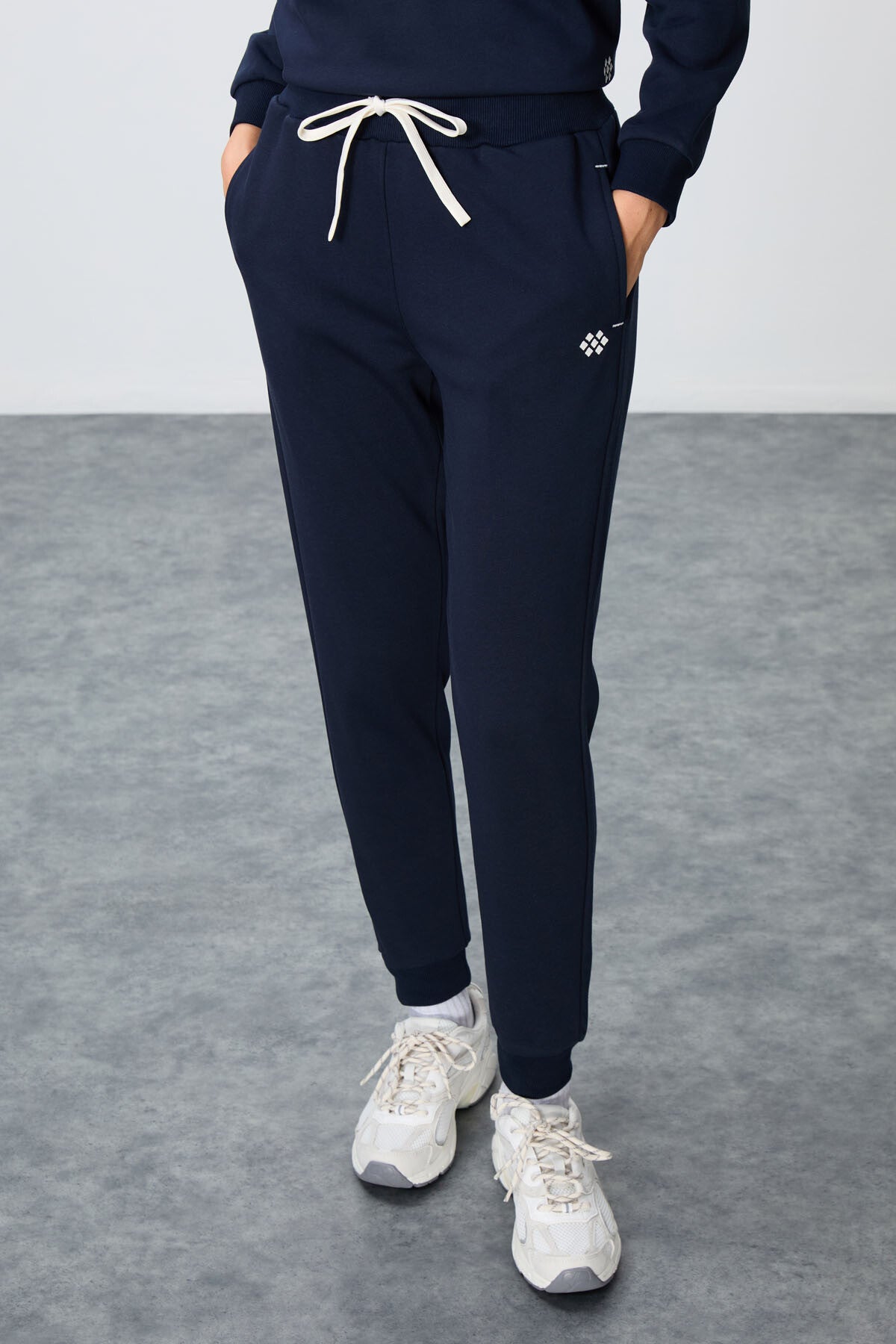 Image of Trening Indigo Compact Cotton, gros, texturat, cu guler în O, croială supradimensionată, pentru femei - 95341