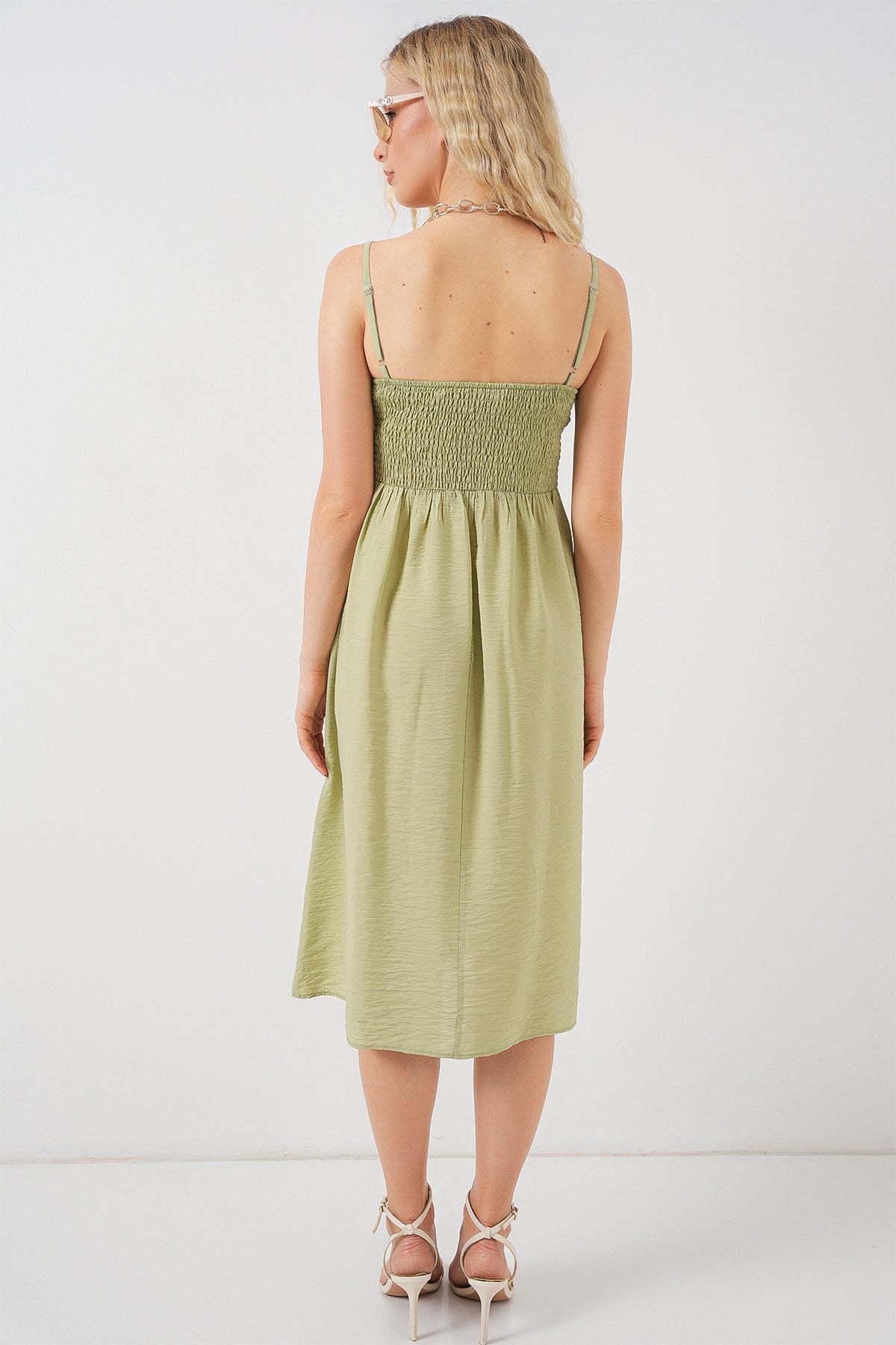 Image of Rochie Ayrobin cu bretele pentru femei 2565 - Verde închis