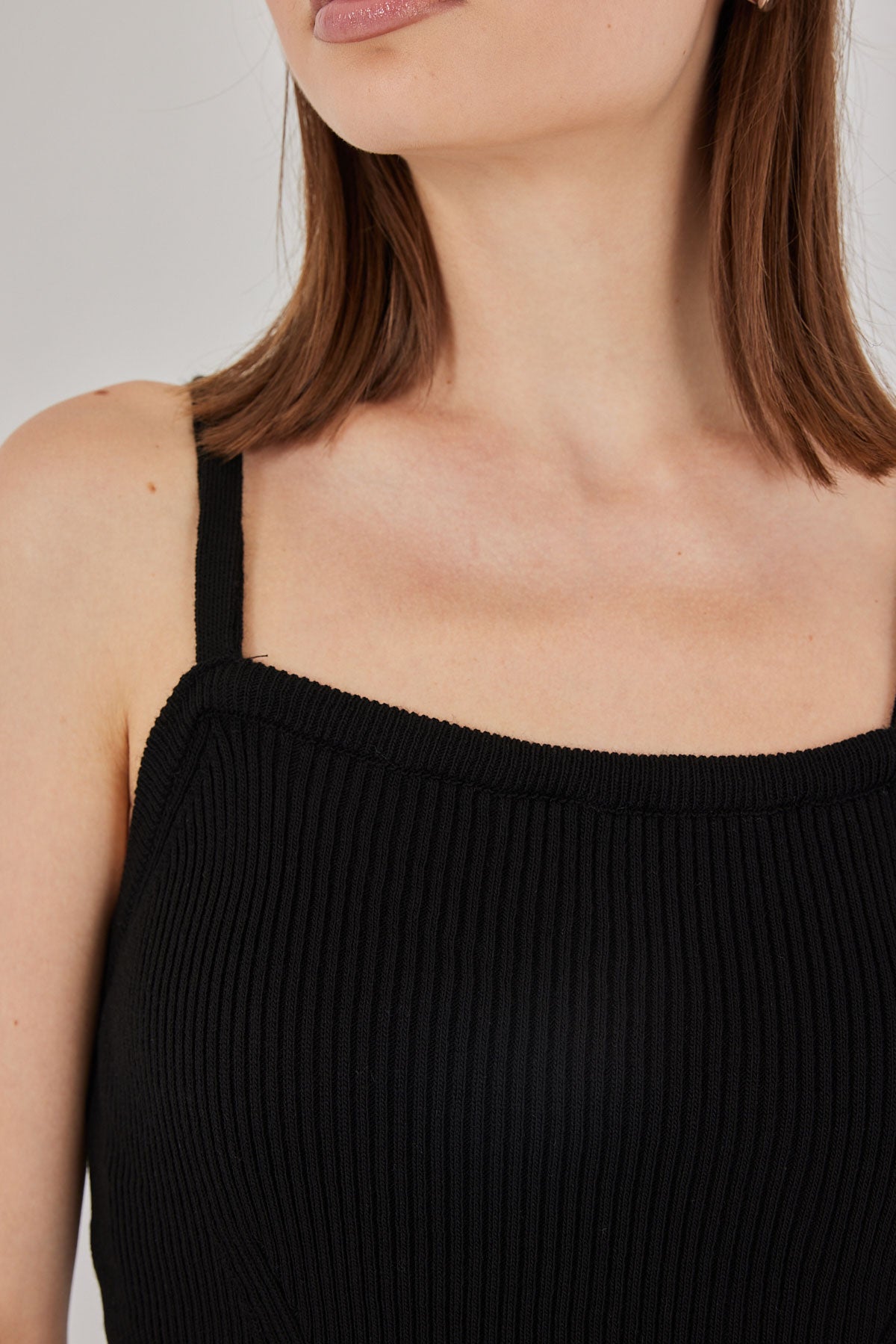 Image of Kadın Askılı Crop Top Bluz 15934 - Siyah