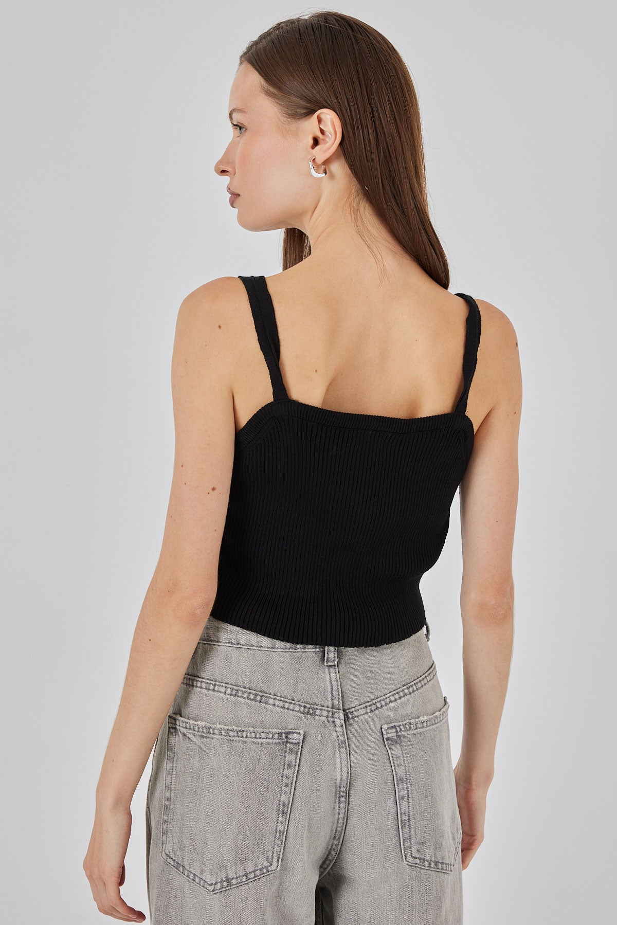 Image of Kadın Askılı Crop Top Bluz 15934 - Siyah