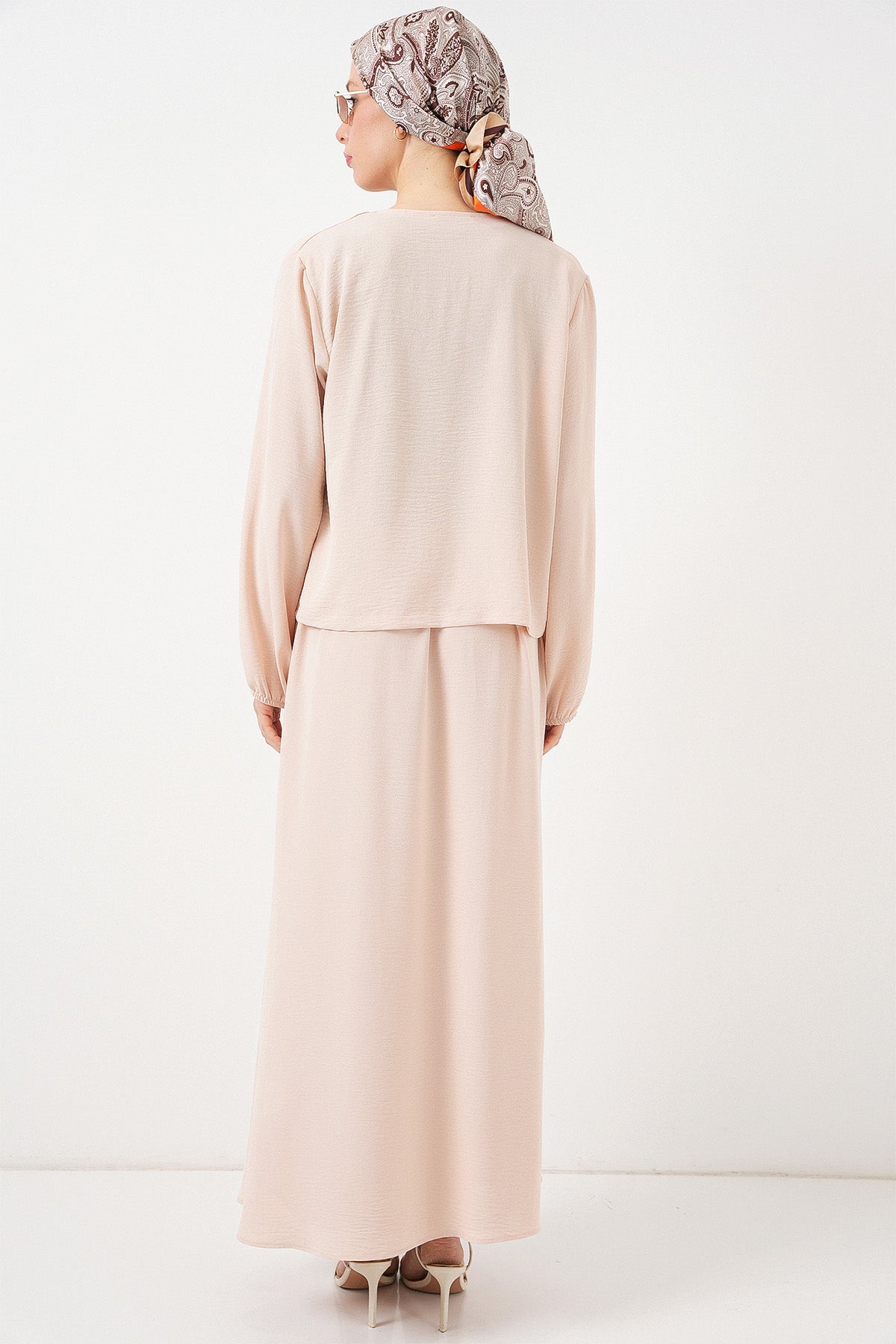Image of Kadın Ayrobin Kimono Etek İkili Takım 8047 - Krem