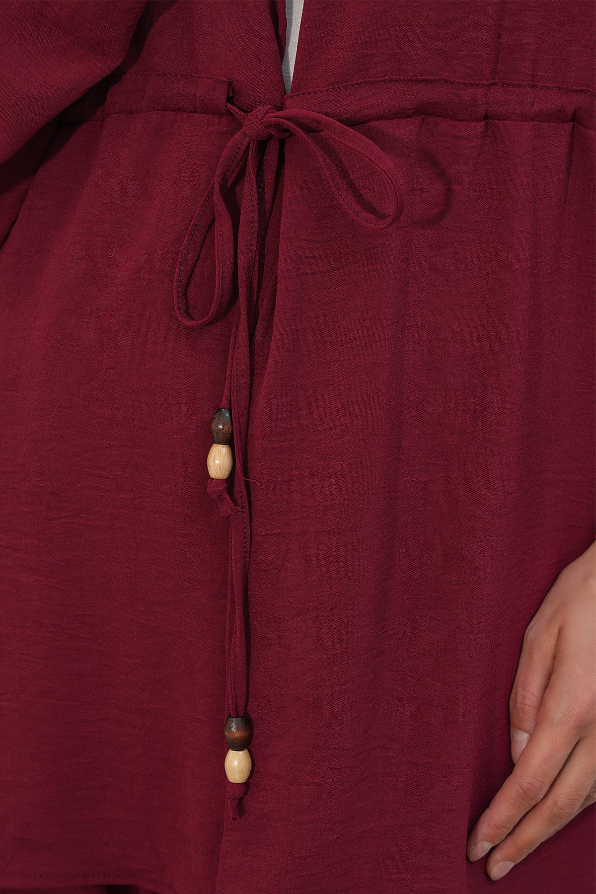 Image of Kadın Ayrobin Kimono Pantolon İkili Takım 30101 - Bordo