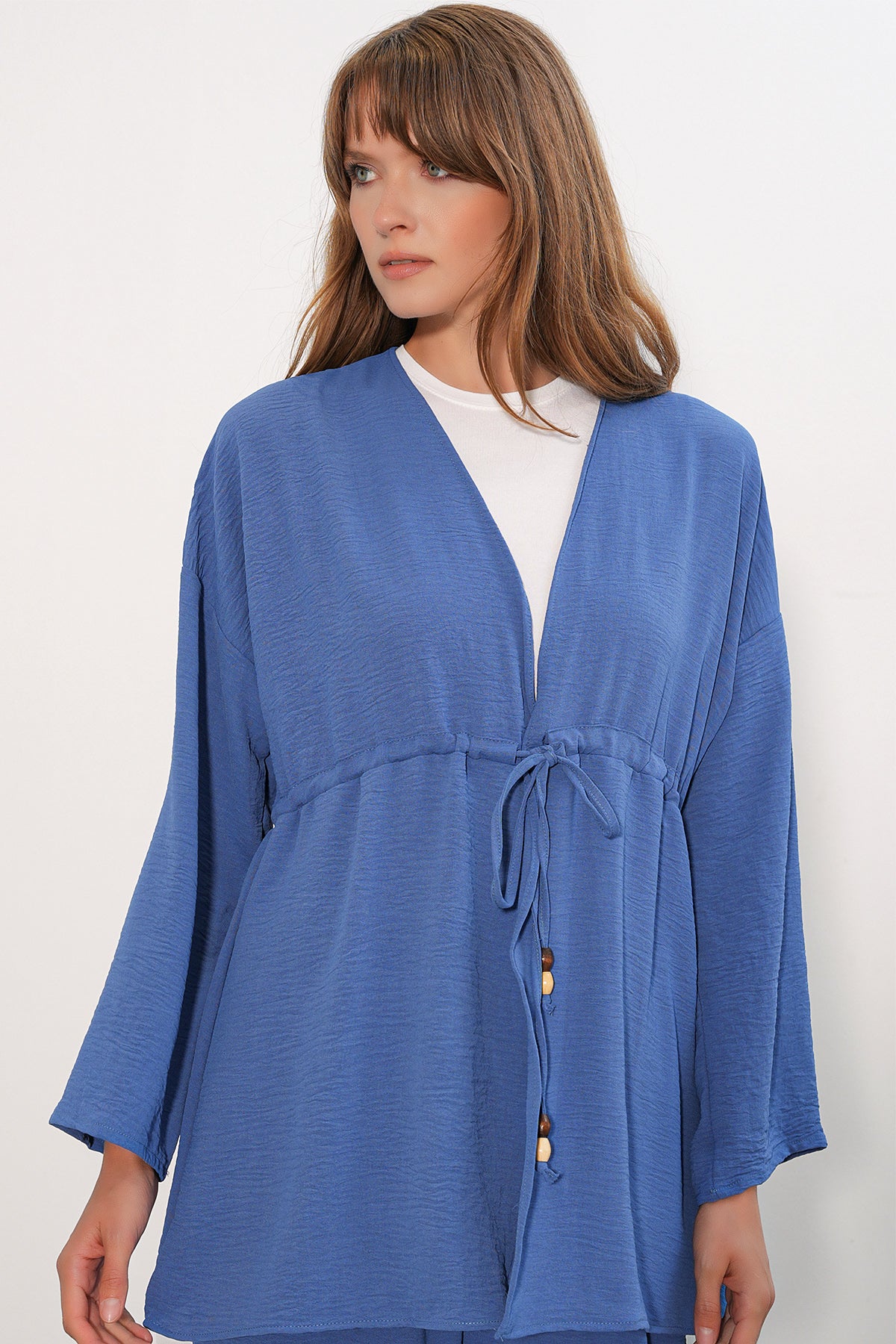 Image of Kadın Ayrobin Kimono Pantolon İkili Takım 30101 - İndigo
