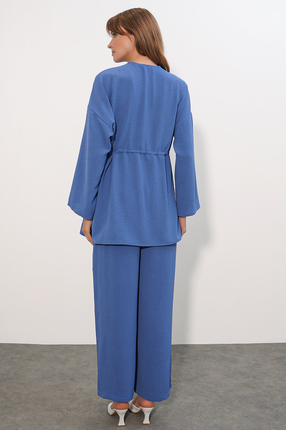 Image of Kadın Ayrobin Kimono Pantolon İkili Takım 30101 - İndigo