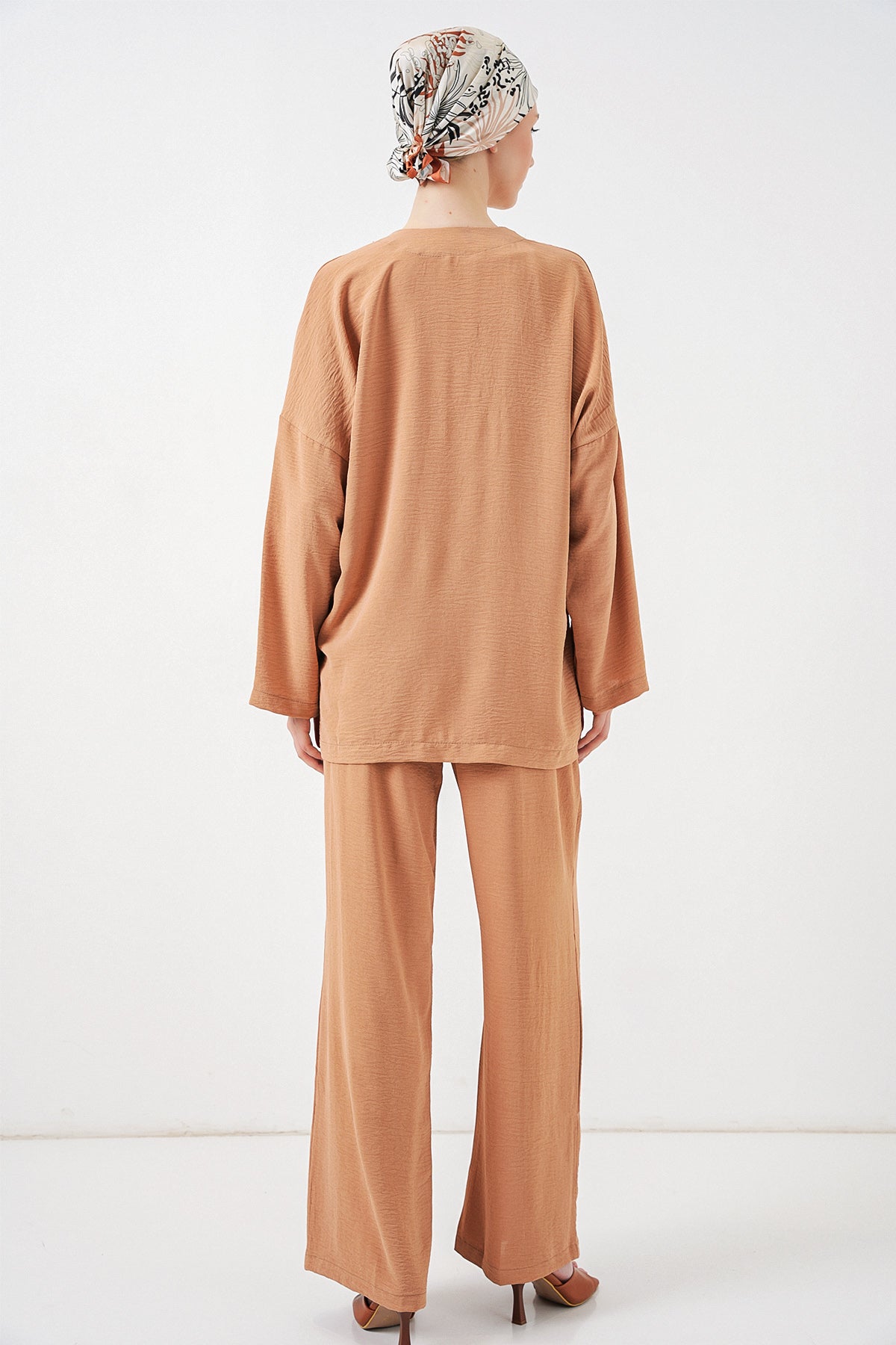 Image of Kadın Ayrobin Kimono Pantolon İkili Takım 6739 - Bisküvi