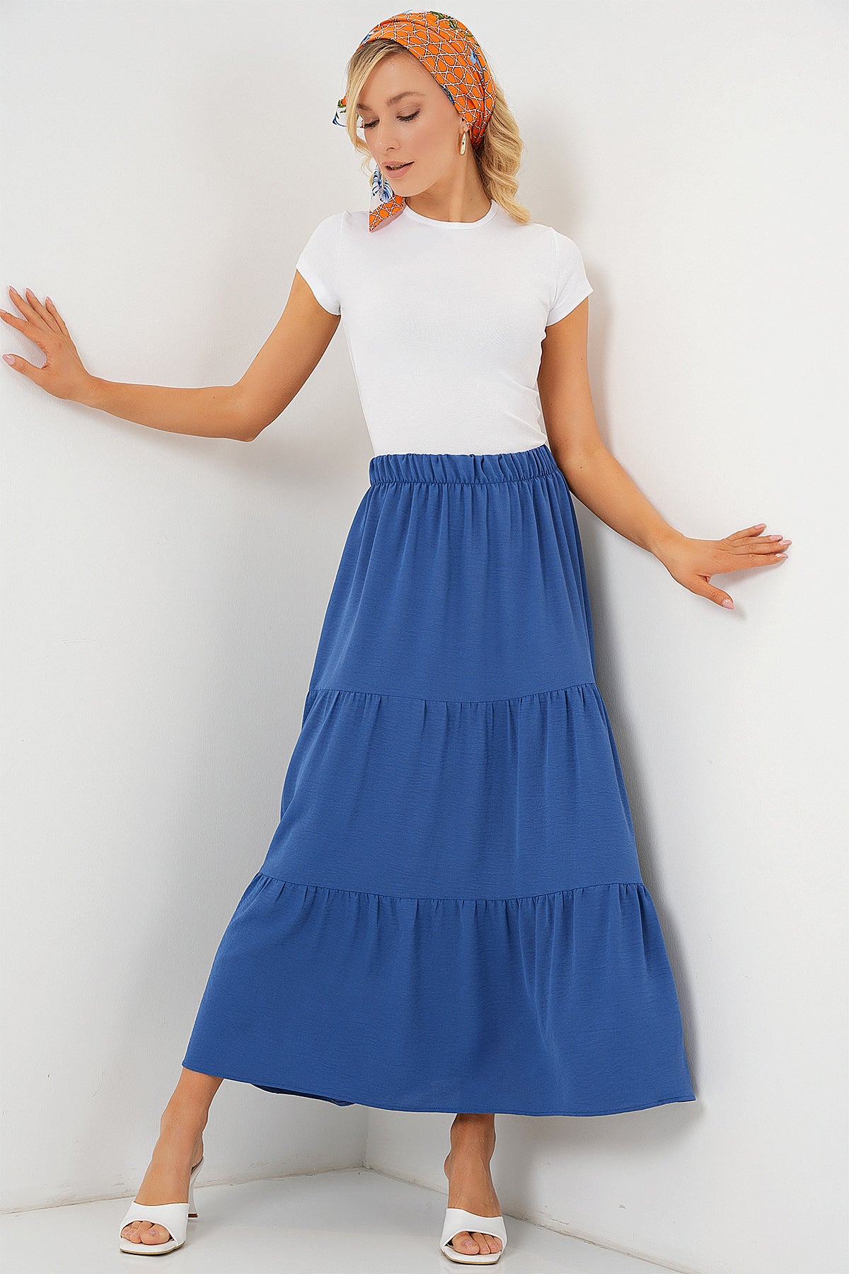 Image of Fustă lungă Ayrobin pentru femei 8048 - Indigo