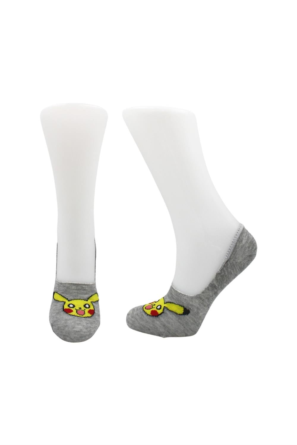 Image of Șosete colorate din bumbac pentru femei, cu design cu desene animate, călcâi invizibil antiderapant, branț din silicon, pachet de 6