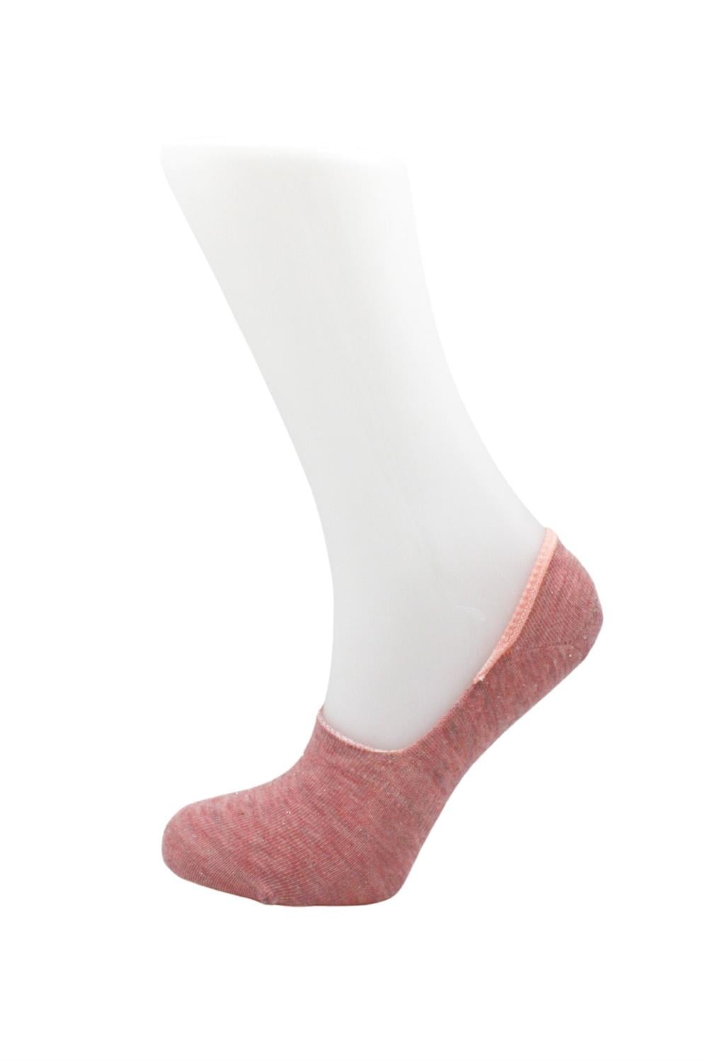 Image of Women's Ballet Flats, Colorful Glittery Cotton Socks, Invisible, Non-Slip, Silicone Heel, 6-Pack
