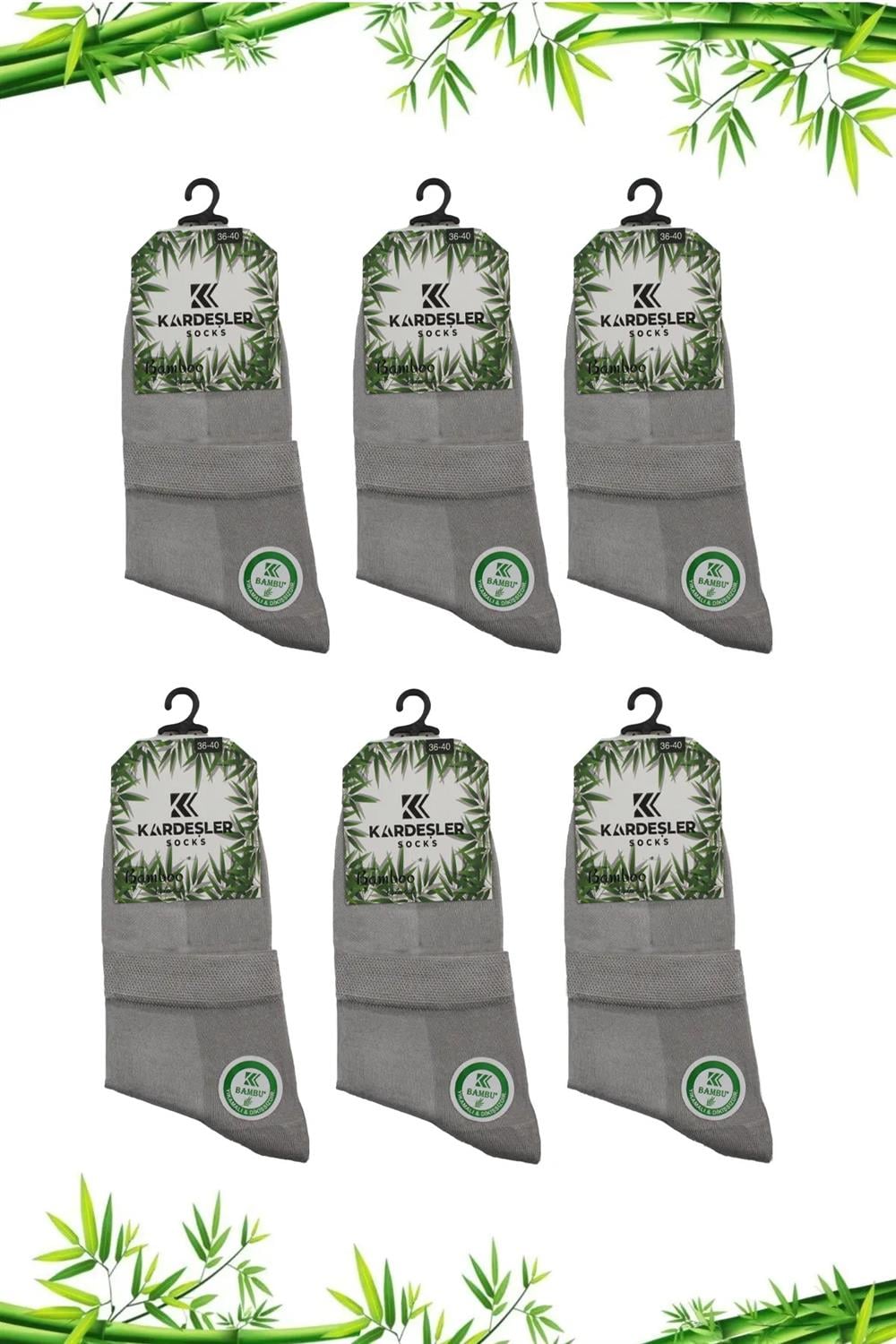 Image of Women's Bamboo Half-Cuff Seamless Plain Socks Grey 6-Pack