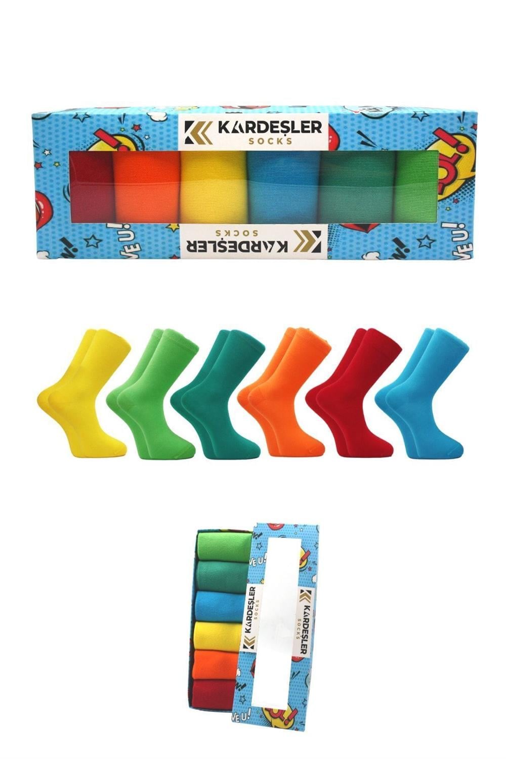 Image of Women's Colorful Ankle Socks, Long, Flat, Seamless, Pack of 6, Special Box Package