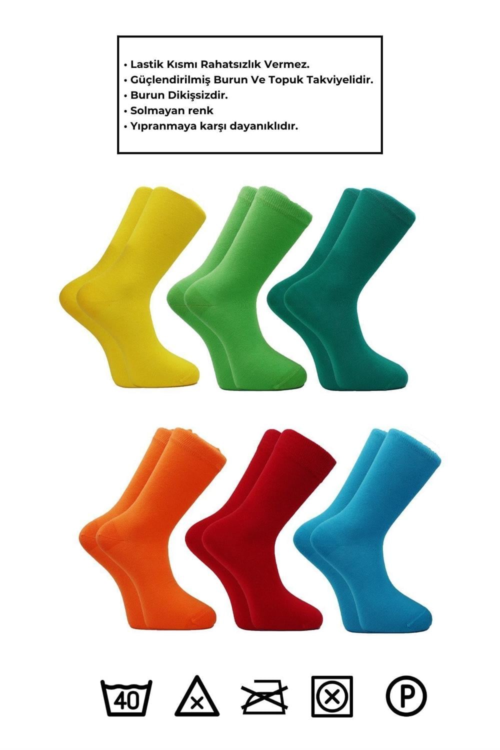 Image of Women's Colorful Ankle Socks, Long, Flat, Seamless, Pack of 6, Special Box Package