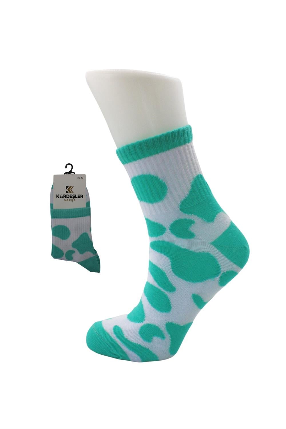 Image of Women's Colorful Tennis College Cotton Socks Cow Pattern 4-Pack
