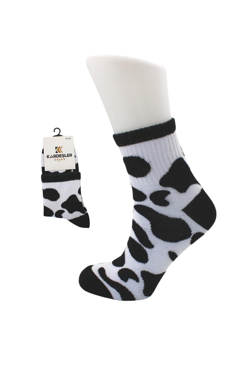 Image of Women's Colorful Tennis College Cotton Socks Cow Pattern 4-Pack