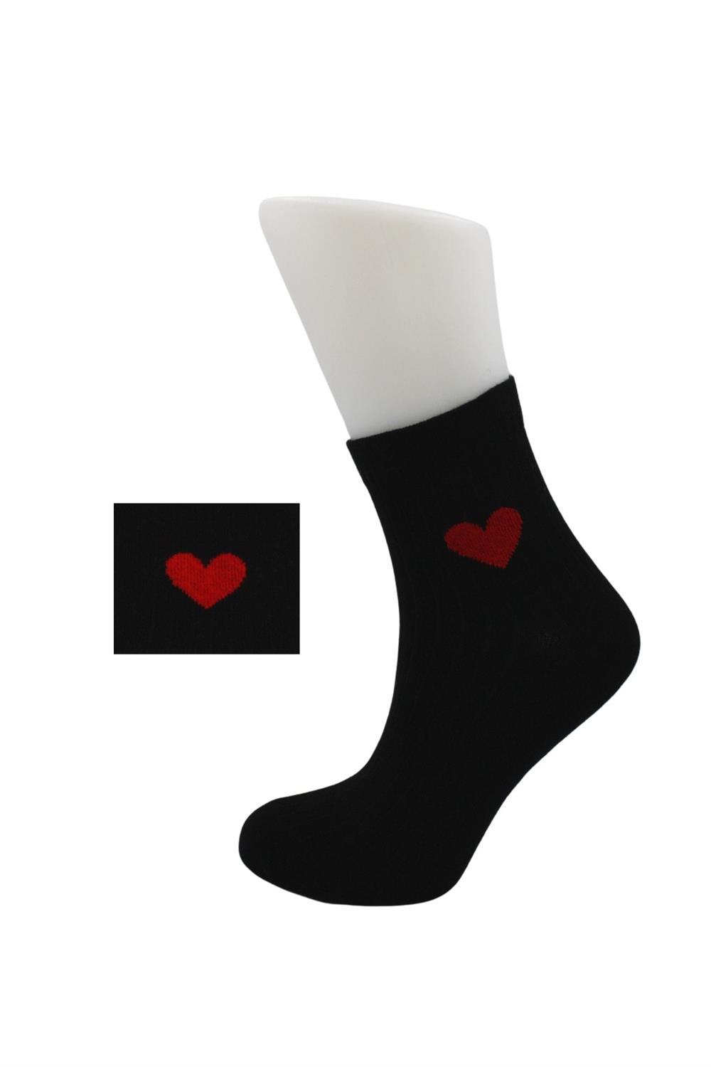 Image of Women's Colorful Half-Cuff Cotton Socks with Heart Pattern, 6-Pack