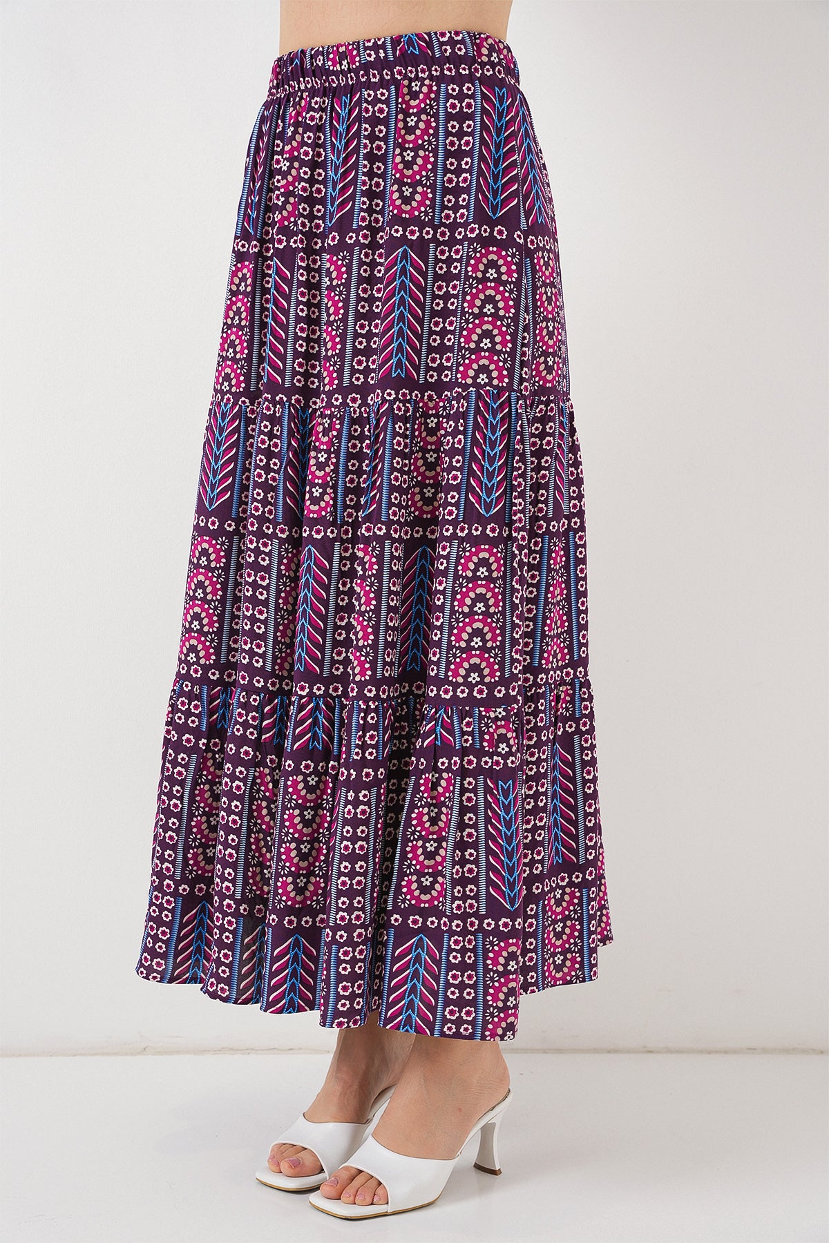 Image of Fustă lungă cu model pentru femei 8053 - Violet