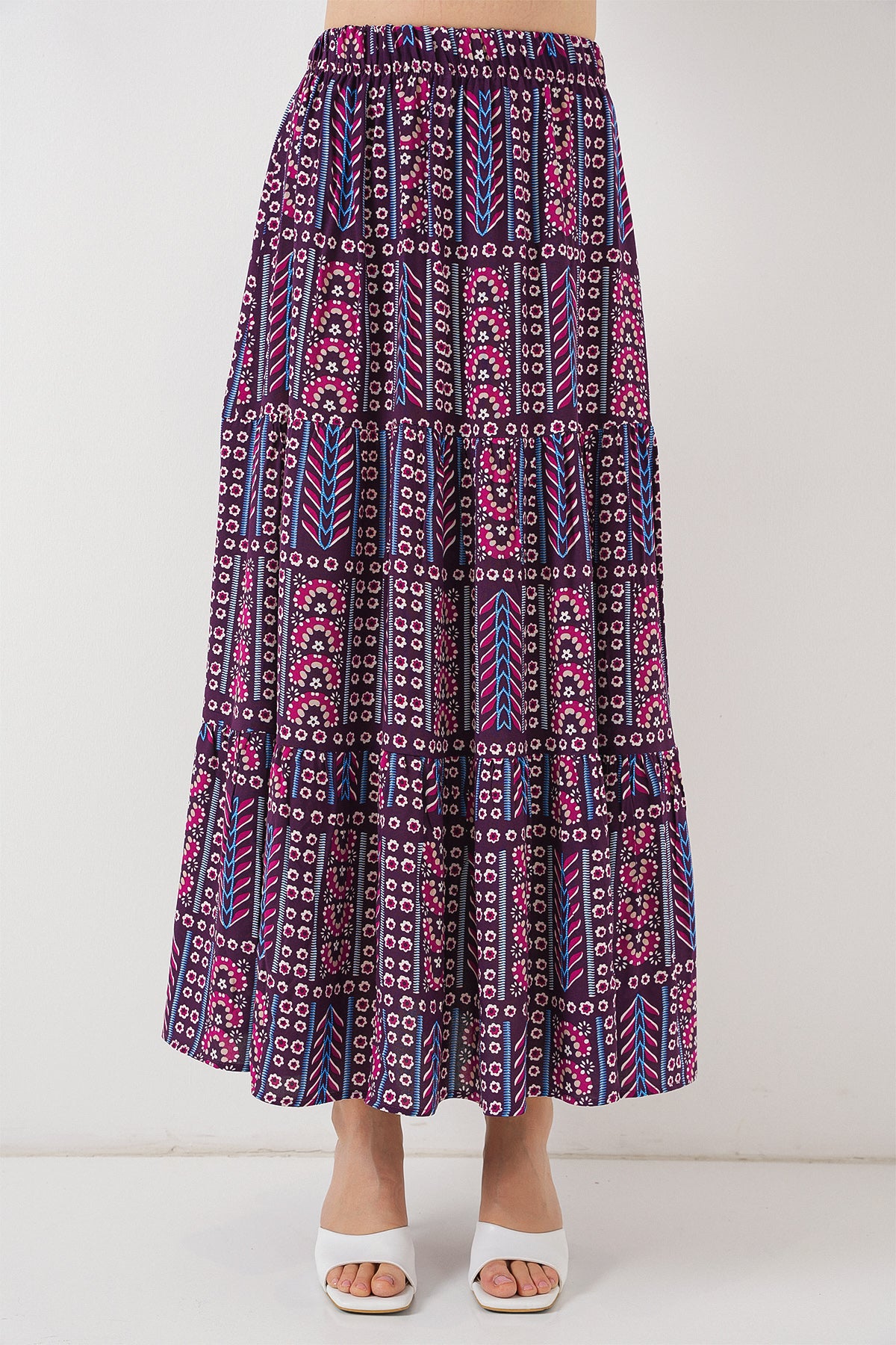 Image of Fustă lungă cu model pentru femei 8053 - Violet
