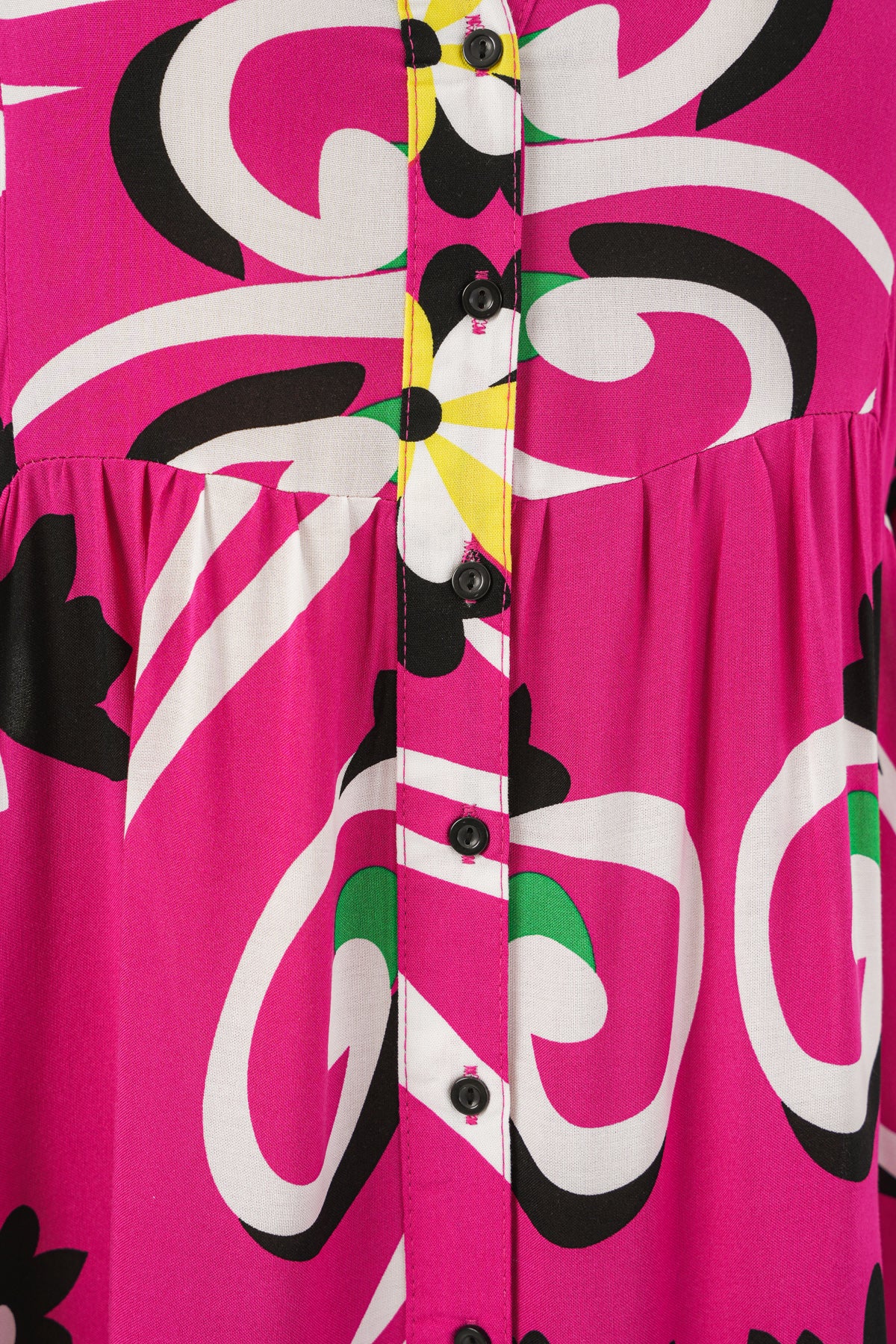 Image of Women's Patterned Long Hijab Dress 2585 - A.Fuchsia