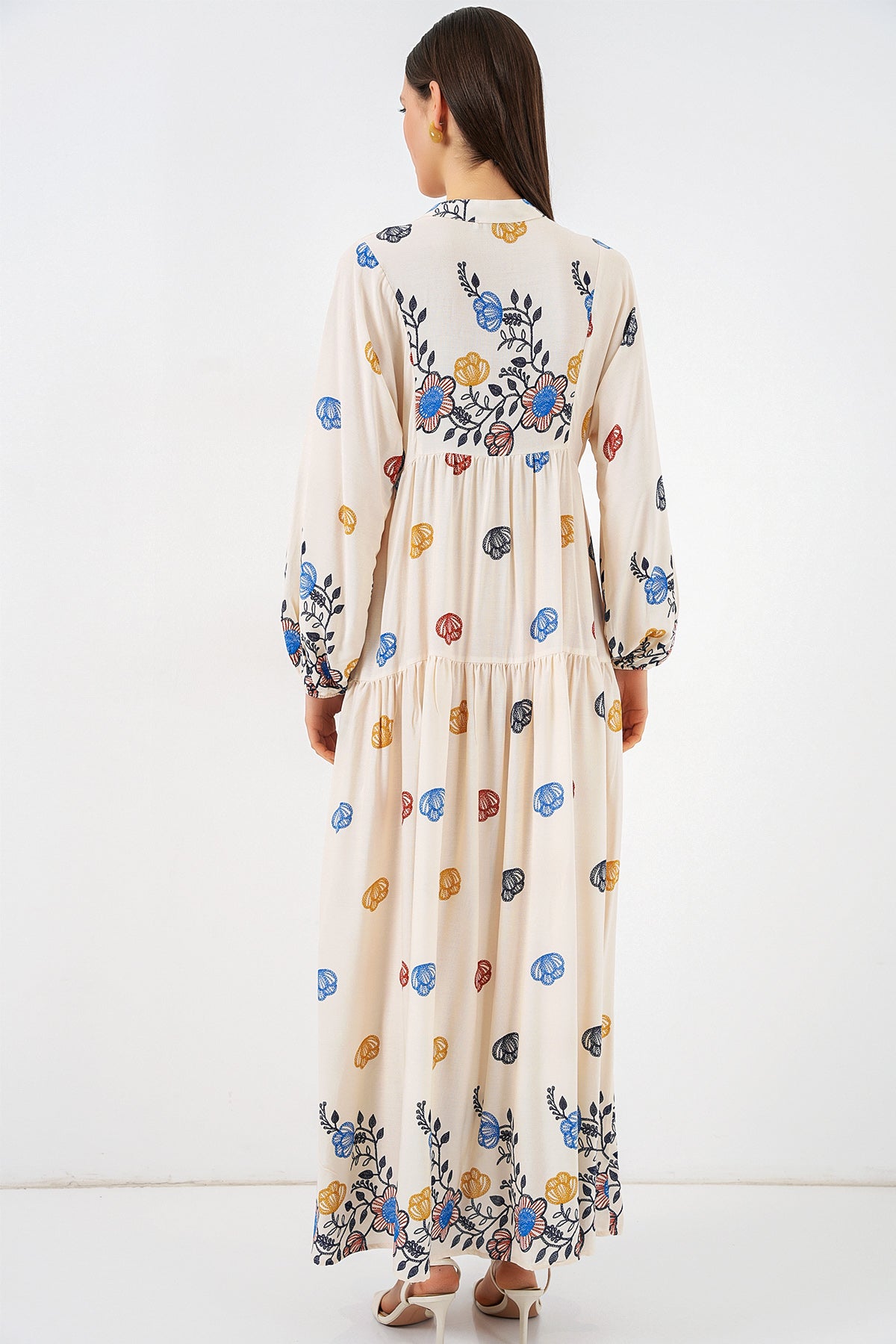 Image of Rochie lungă hijab cu imprimeu pentru femei 2585 - Albastru marin 8