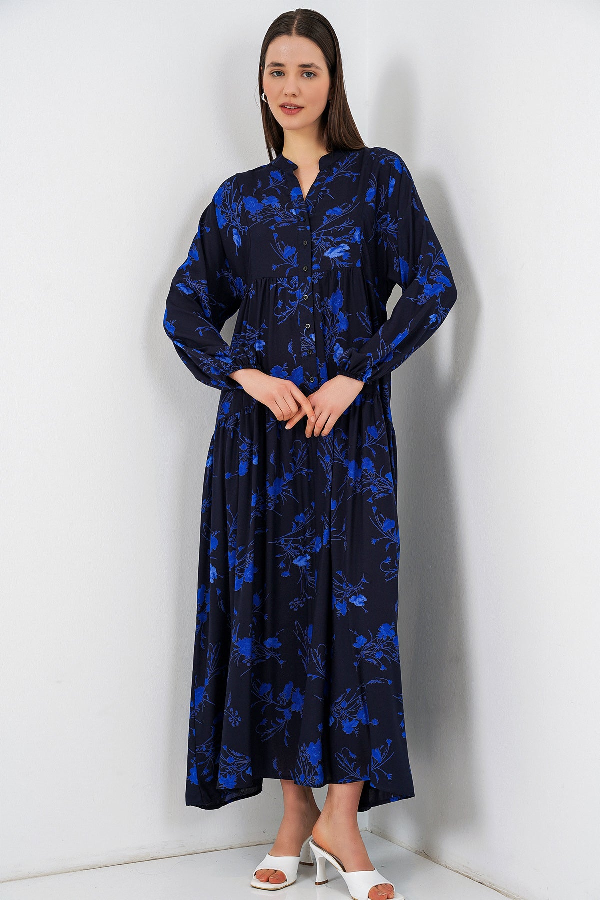 Image of Rochie lungă hijab cu imprimeu pentru femei 2585 - Negru 9