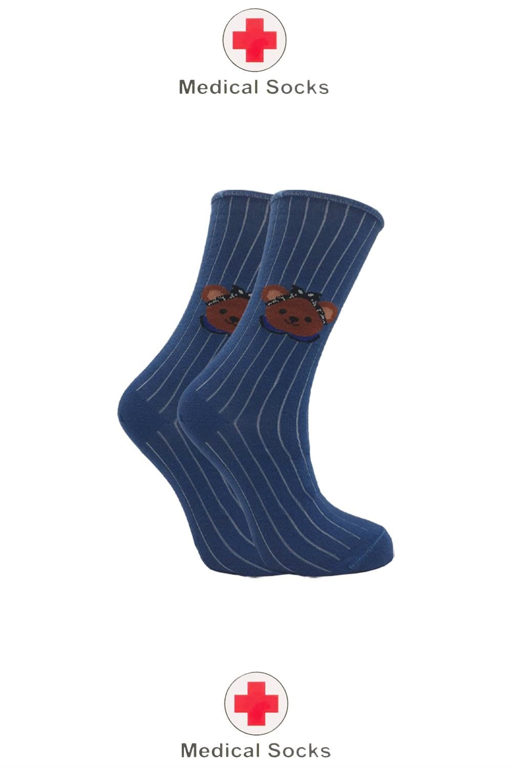 Image of Șosete diabetice pentru femei, șosete până la gleznă cu model din bumbac, fără strângere, multicolore, pachet de 4